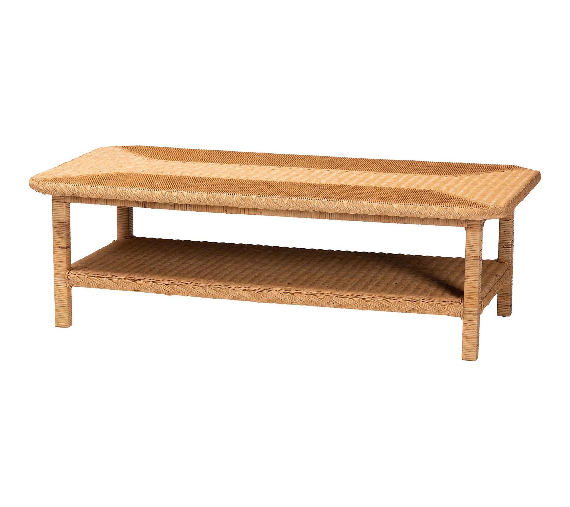 bali & pari Minahasa Light Honey Braided Rattan Coffee Table