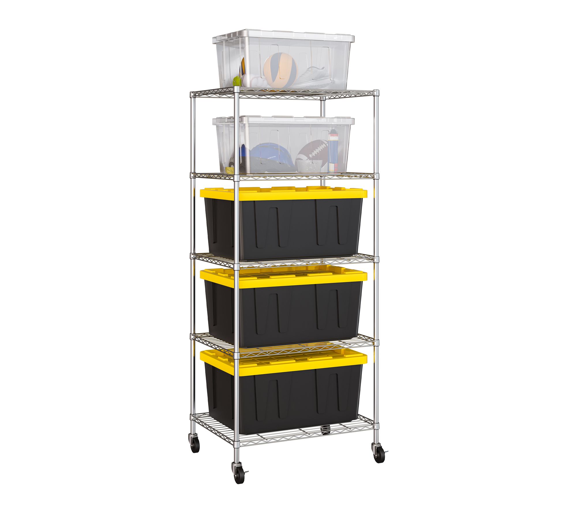 Seville Classics 5 Tier Tote Shelving, 25" W x 33" D x 77" H