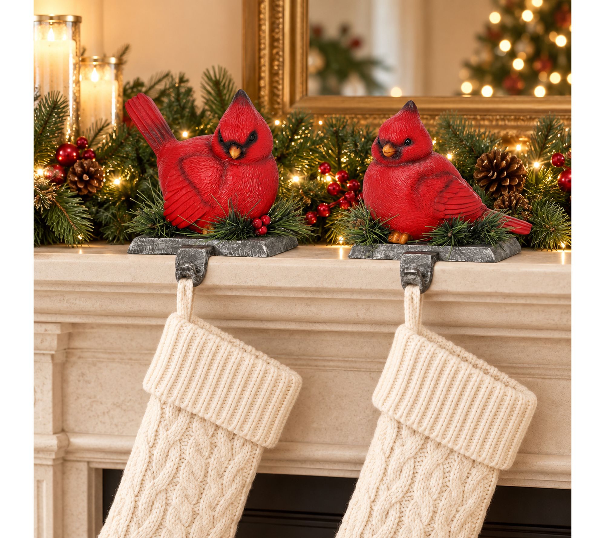RC Home Decor -Set of 2 Resin Cardinal Stocking Holders