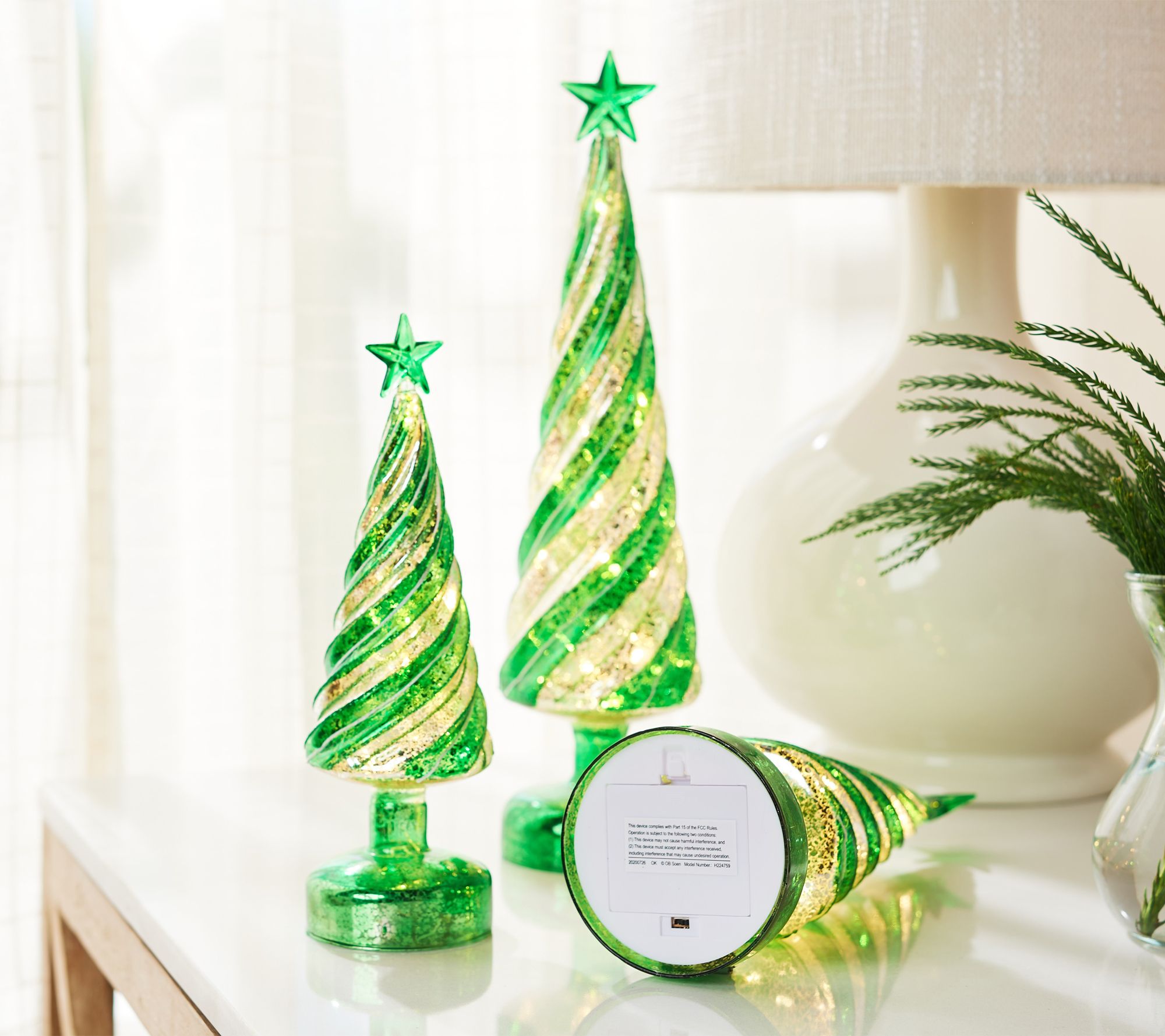 Set of 3 Illuminated Candy Cane Swirl Trees by Valerie