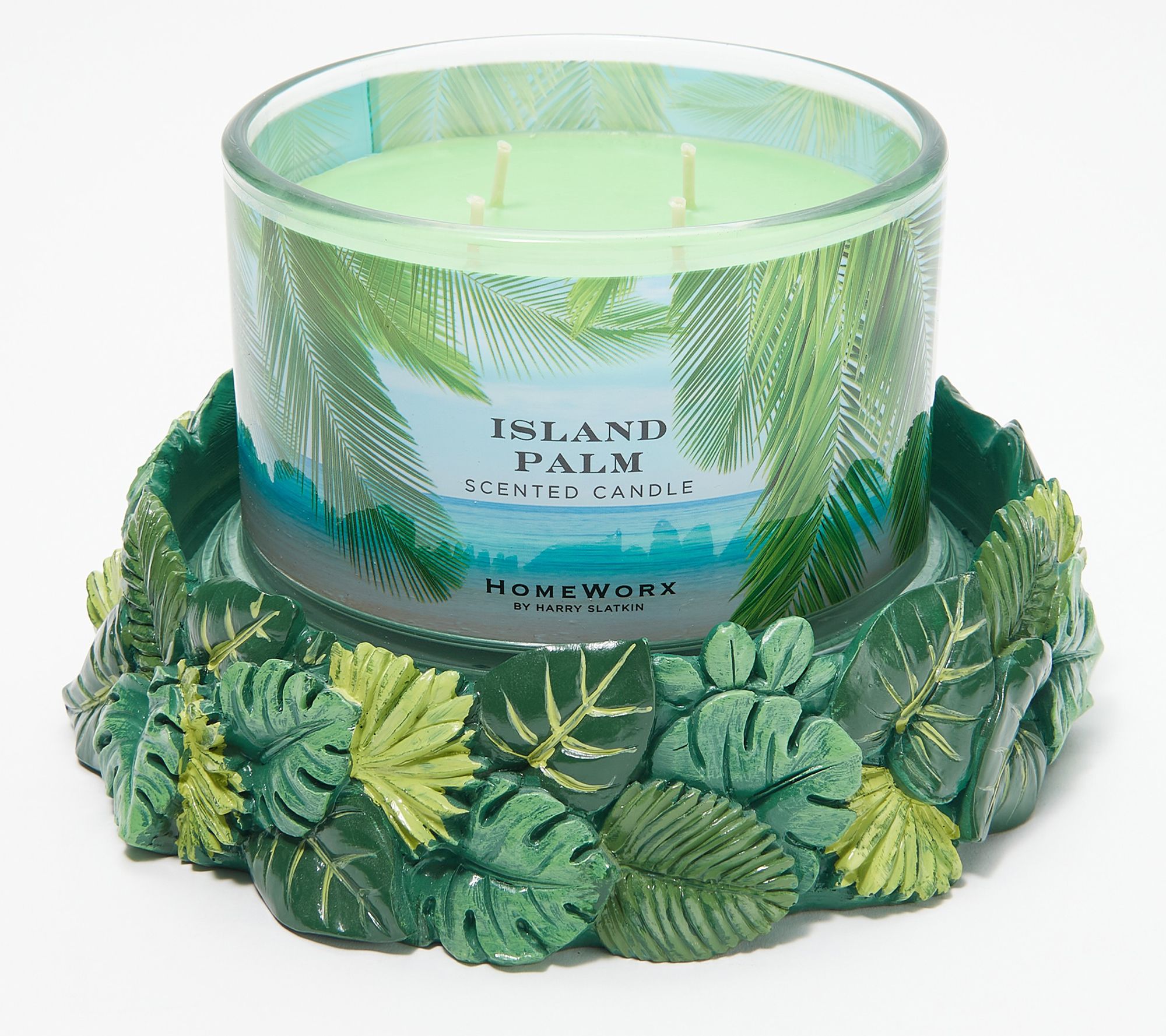 HomeWorx by Harry Slatkin Palm Leaf Pedestal & 18oz Candle