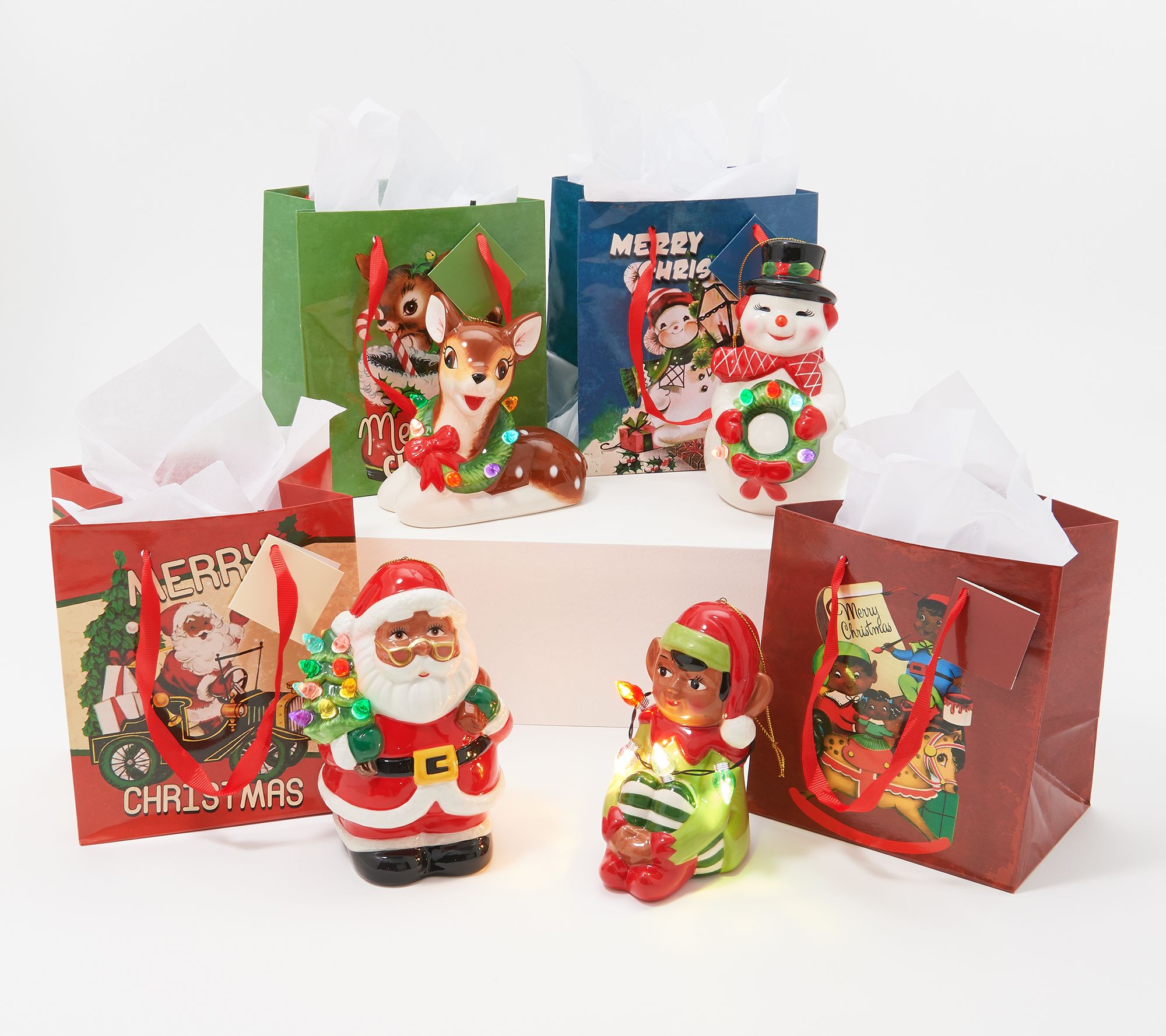 "As Is" Mr. Christmas Set of 4 Lit Nostalgic Holiday Figures