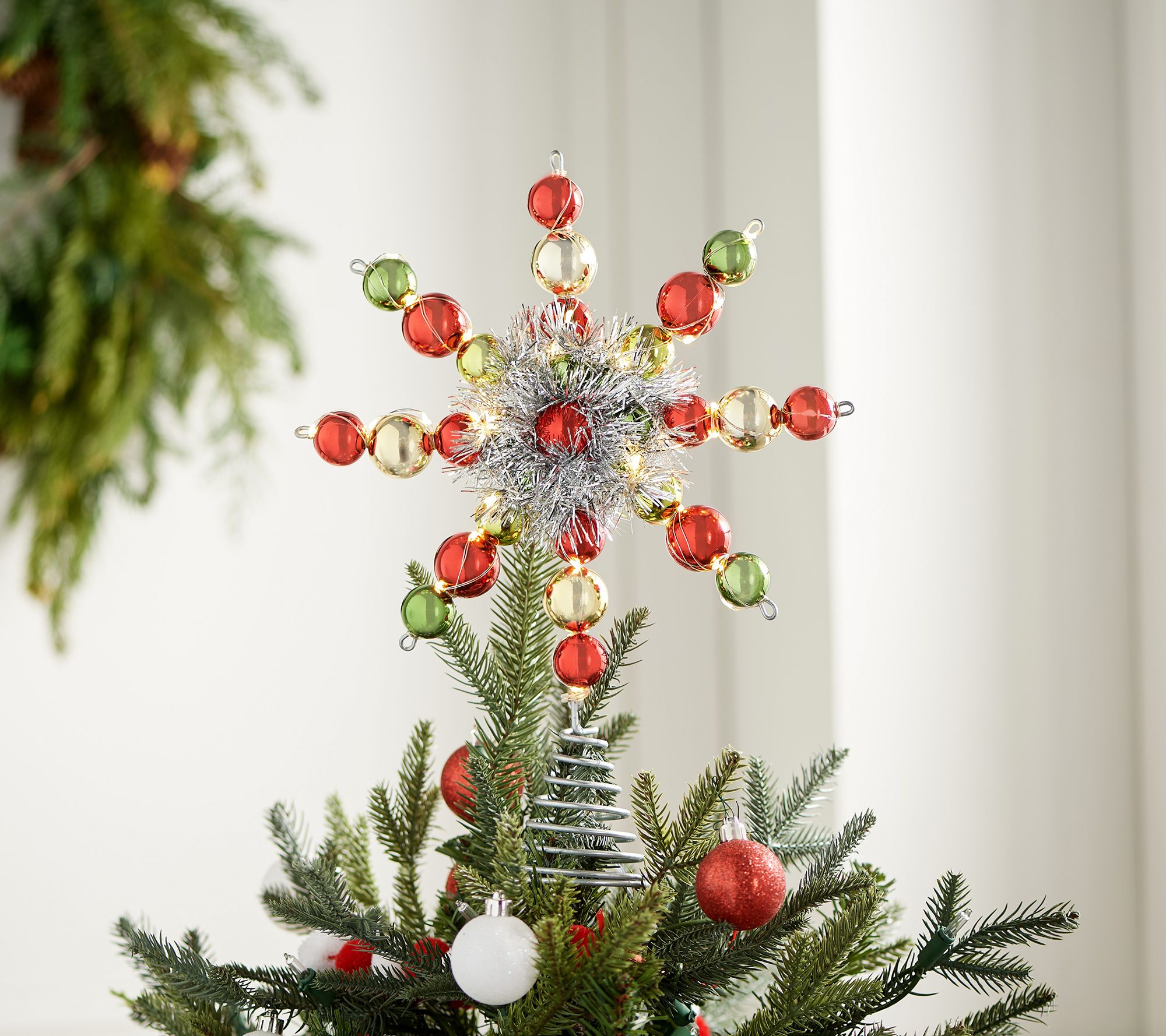 Northlight 10-in Snowflake White Christmas Tree Topper