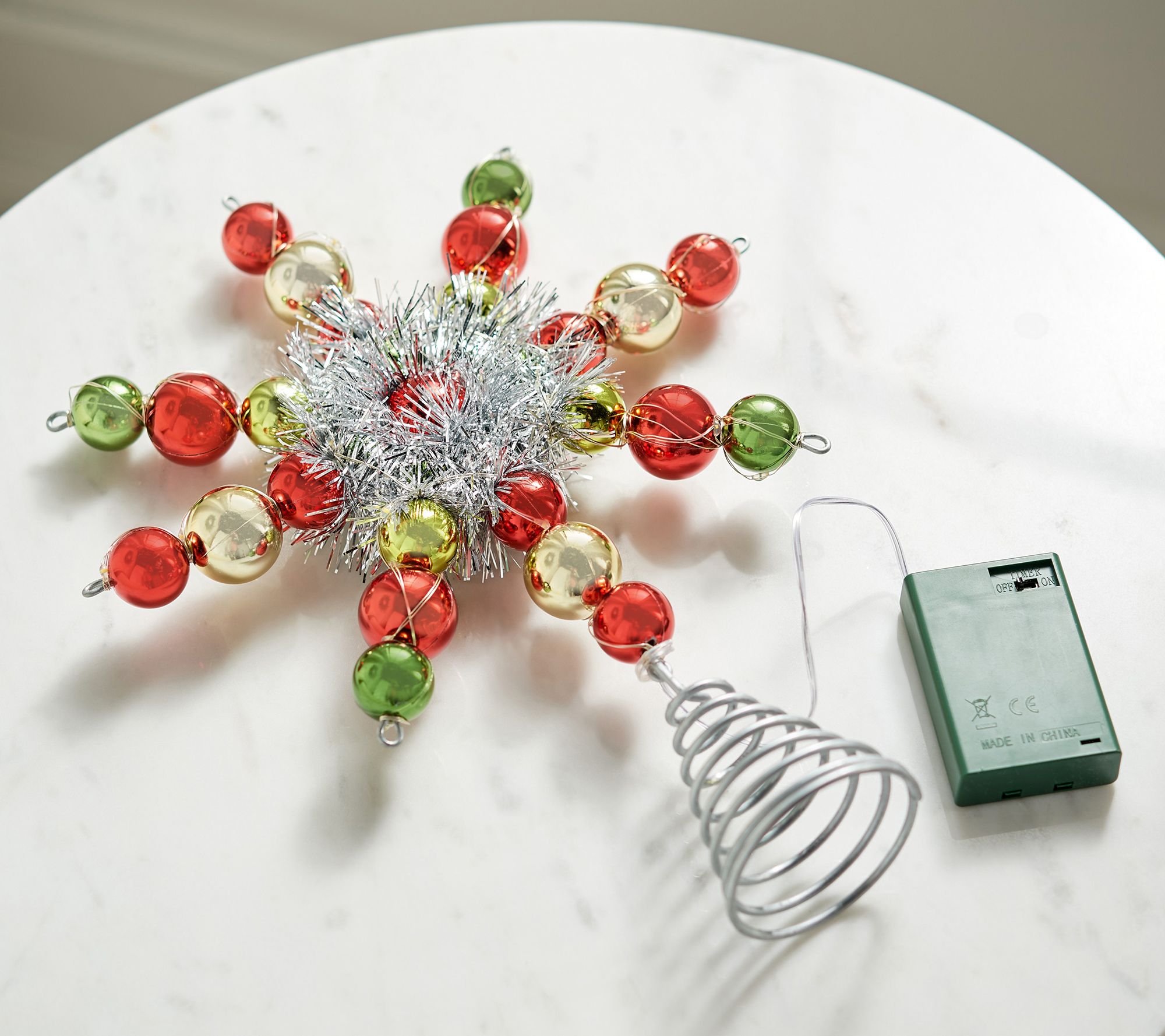 Mr. Christmas 10" Tinsel Snowflake Tabletop or Tree Topper