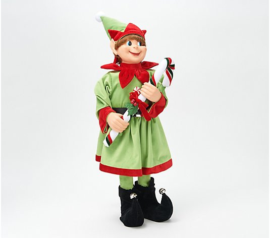 27" Oversized Elf Figure with Peppermint Candy by Valerie