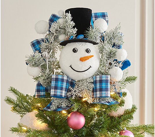 Snowman Wreath/Tree Topper With Ribbon By Valerie