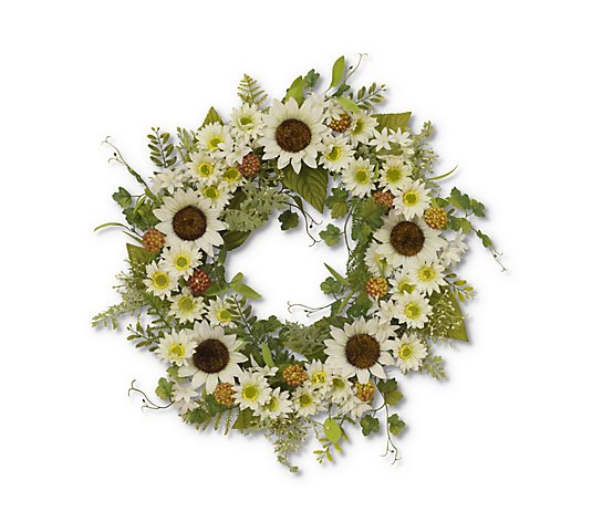 24D Sunflower Wreath w/ Berry Accents by GersonCo.
