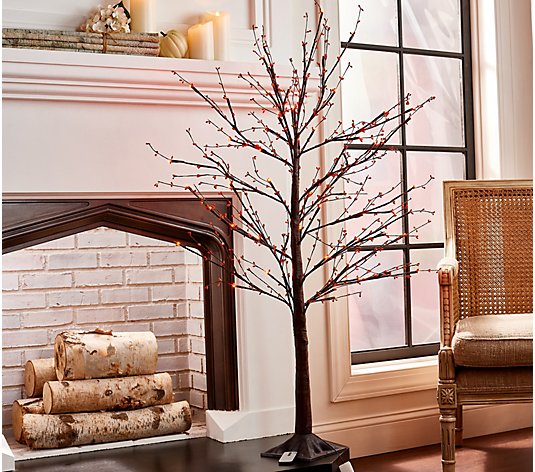 4' Indoor/Outdoor Illuminated Pip Berry Tree by Valerie