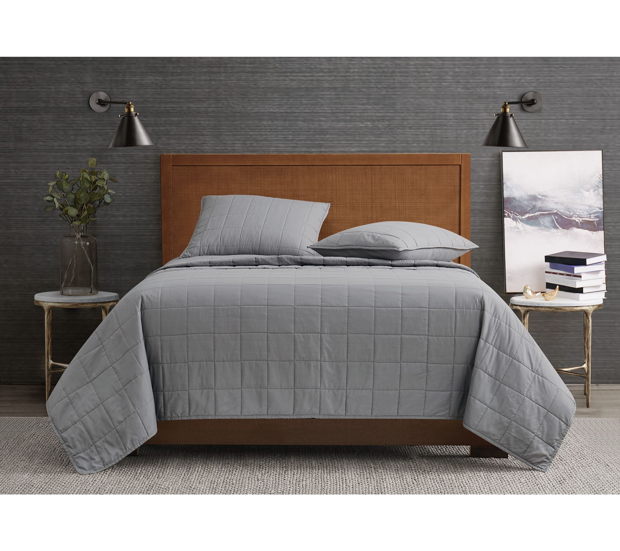 London Fog Garment Wash Solid Full/Queen 3-Piece Quilt Set