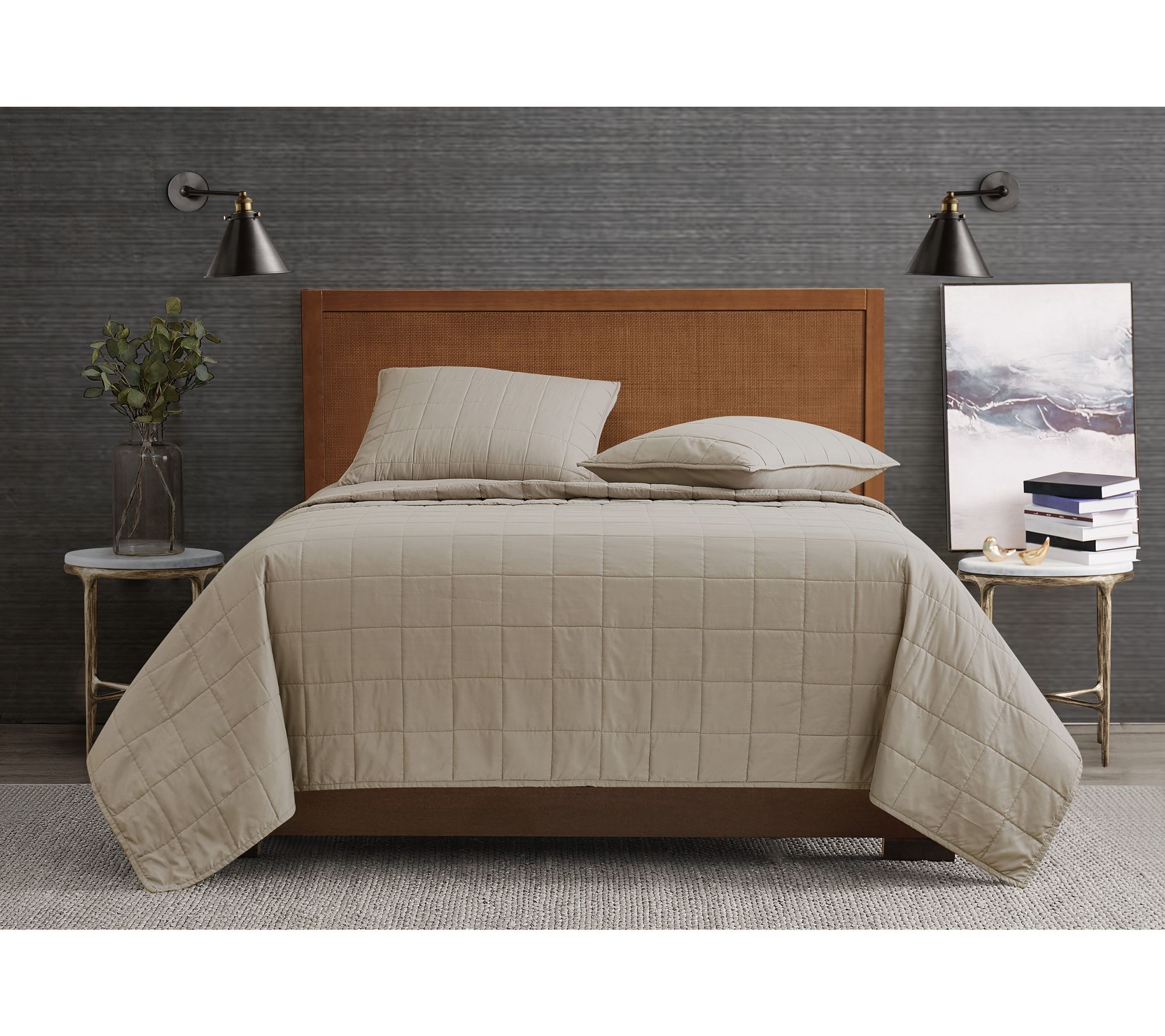 London Fog Garment Wash Solid Full/Queen 3-Piece Quilt Set