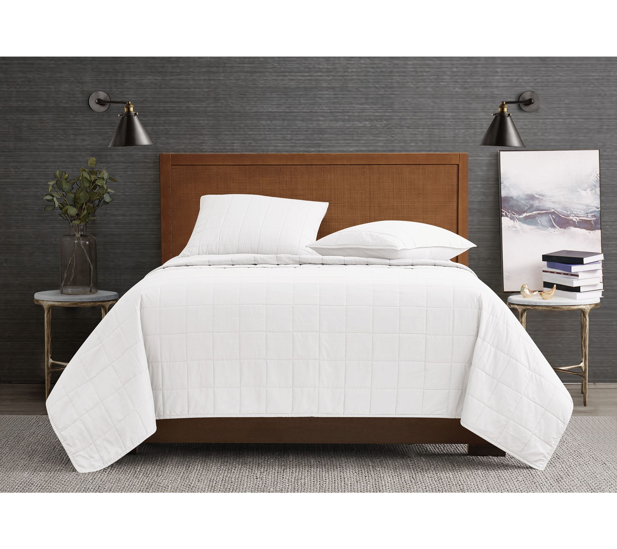 London Fog Garment Wash Solid Full/Queen 3-Piece Quilt Set