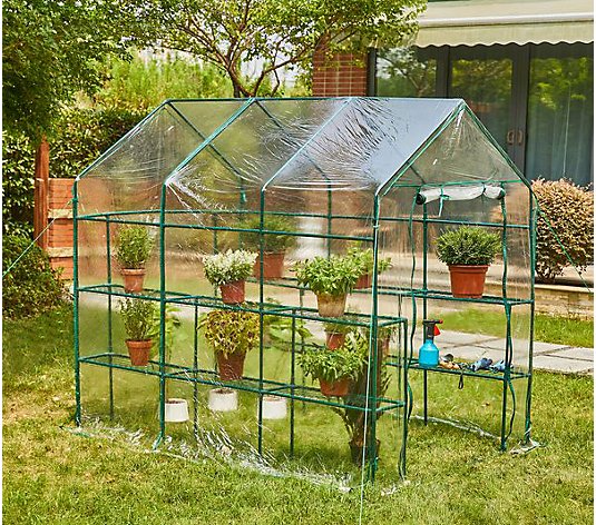 Glitzhome 84" No-Tool Assembly Walk-In Greenhouse with Zipper