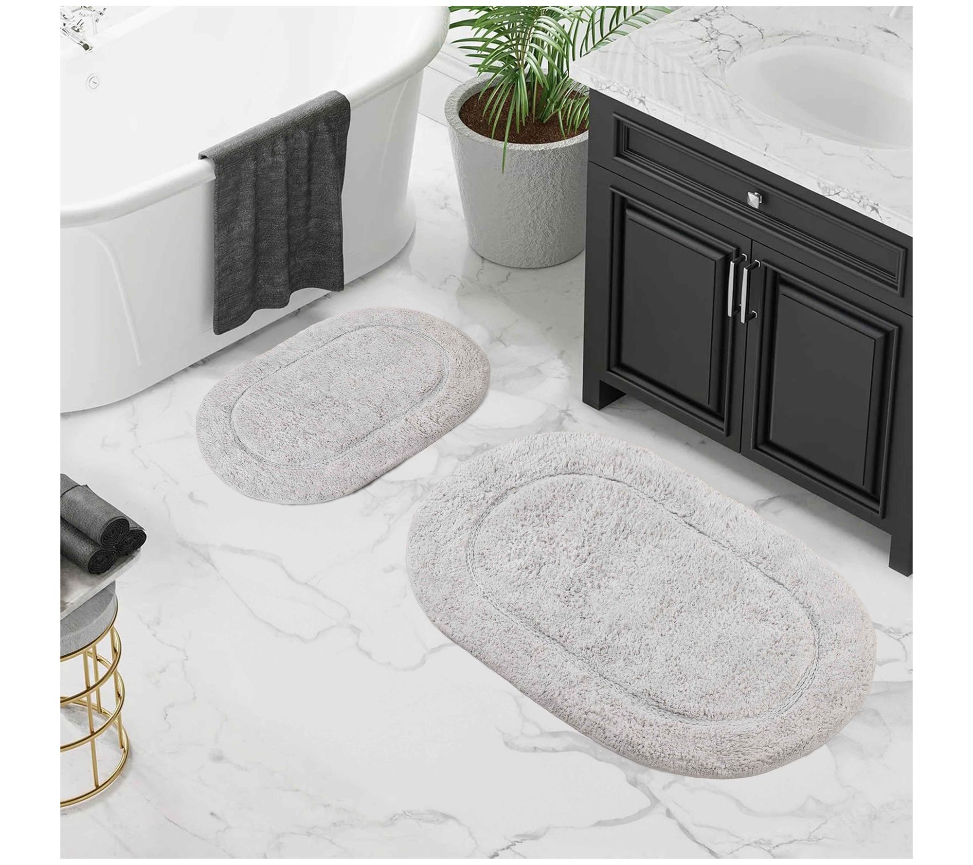 Superior Cotton 2-Piece Non-Slip Oval Bath Ruget