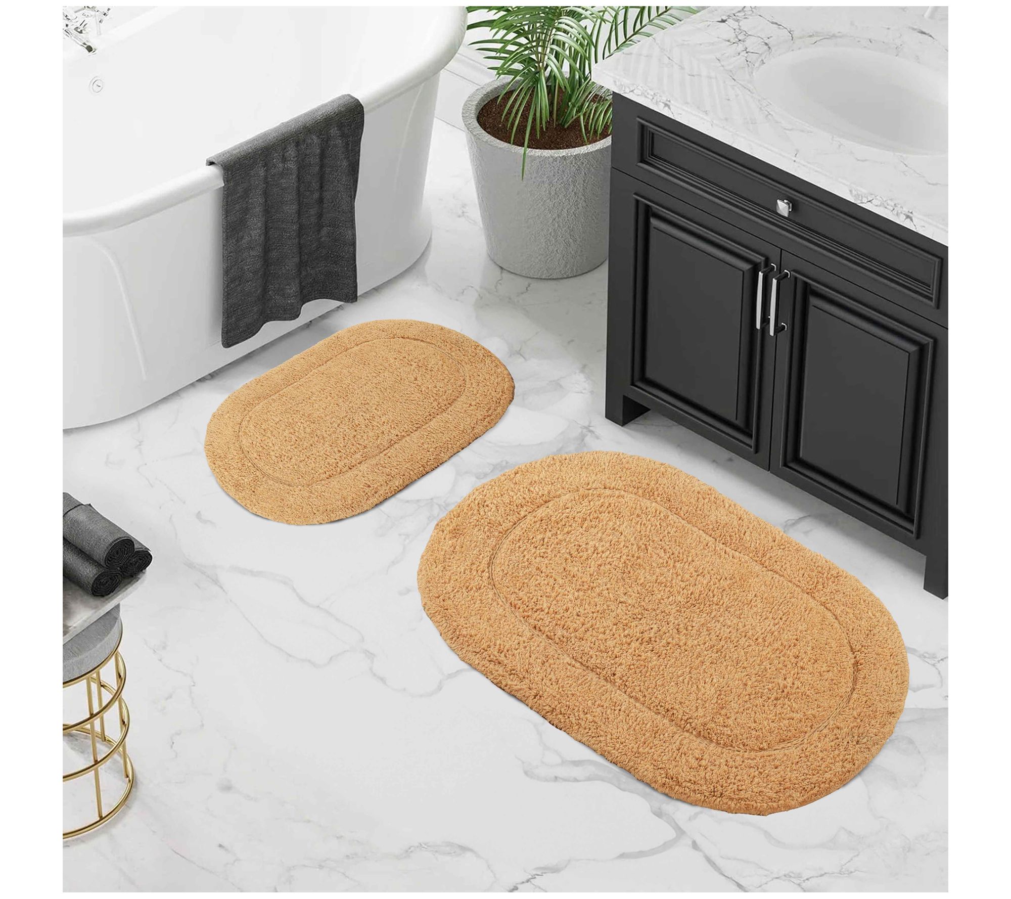 Superior Cotton 2-Piece Non-Slip Oval Bath Ruget