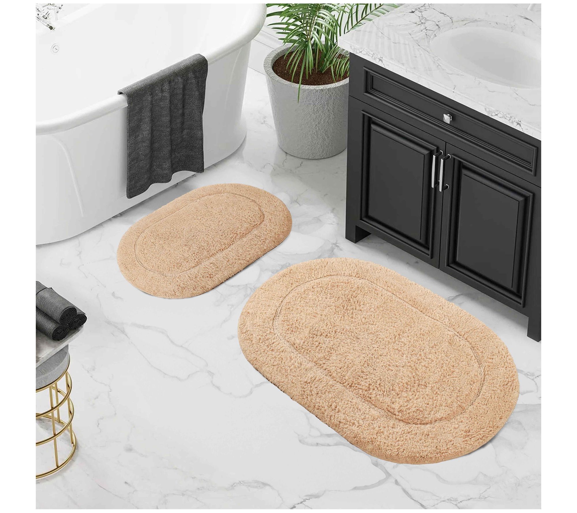Superior Cotton 2-Piece Non-Slip Oval Bath Ruget