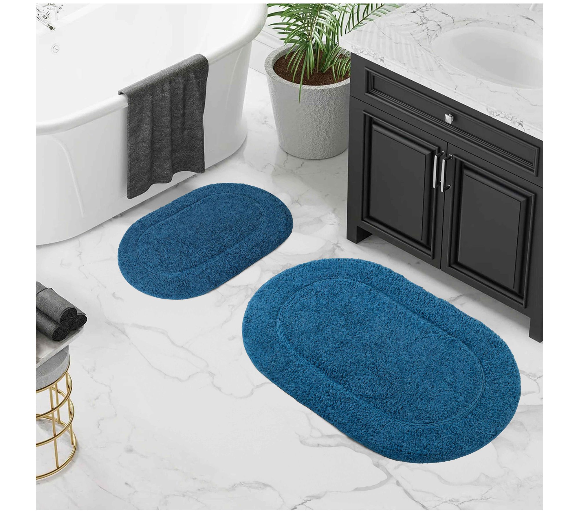 Superior Cotton 2-Piece Non-Slip Oval Bath Ruget