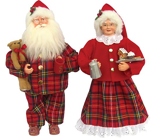 Set of (2) 15" Mr. and Mrs. Pajama Claus by Santa's Workshop