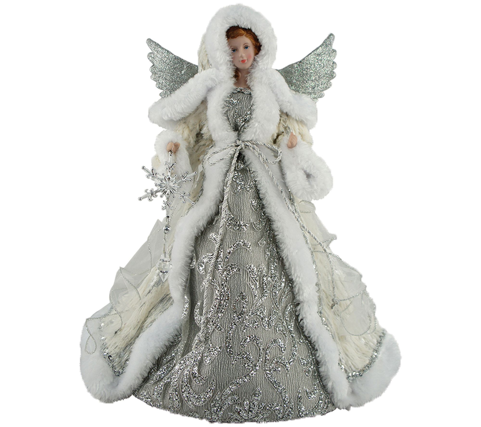 16" Silver Snowfall Angel Tree Topper by Santa's