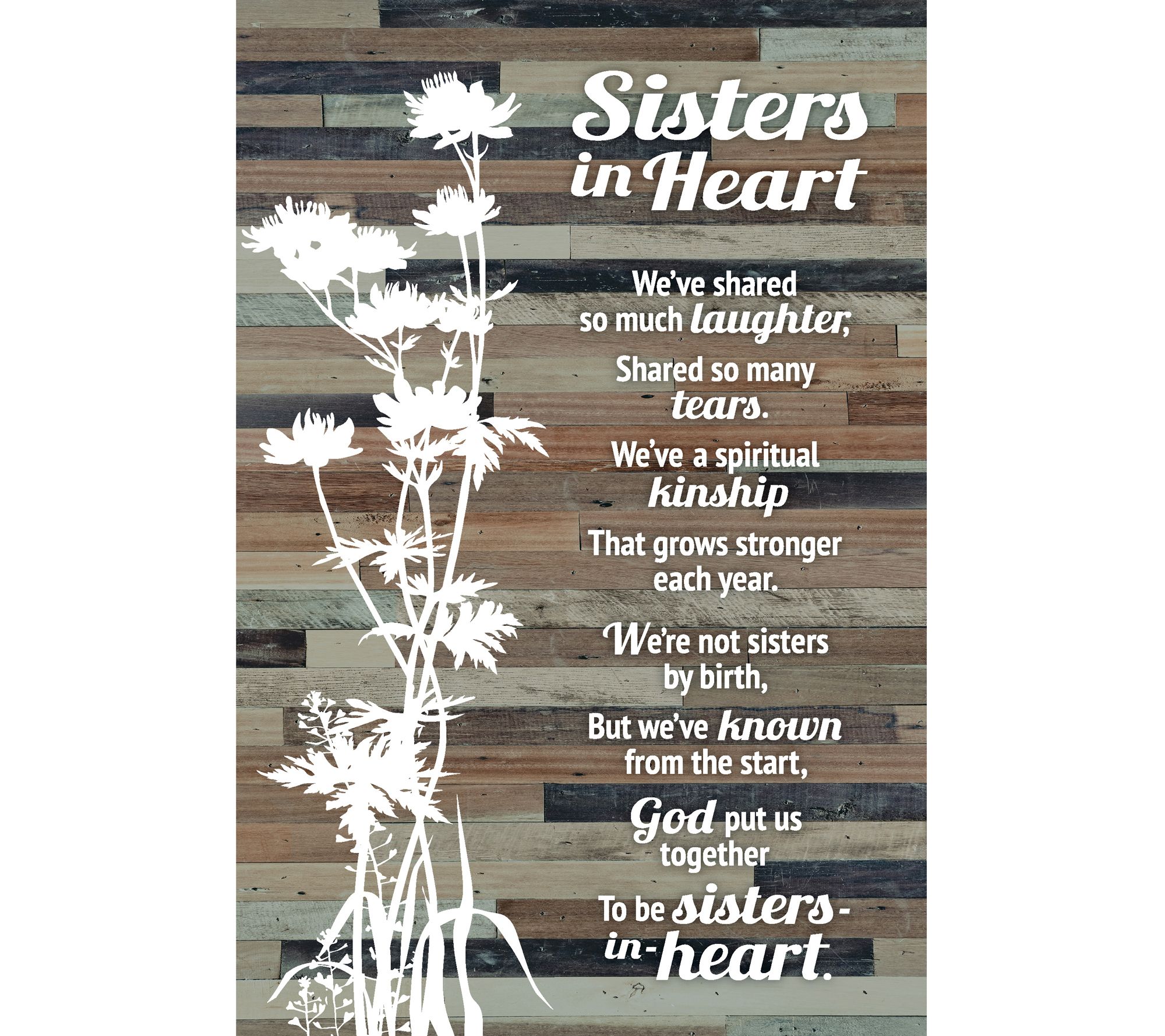 Lela & Ollie Sister in Heart Wood Plaque Easel- 6" x 9"