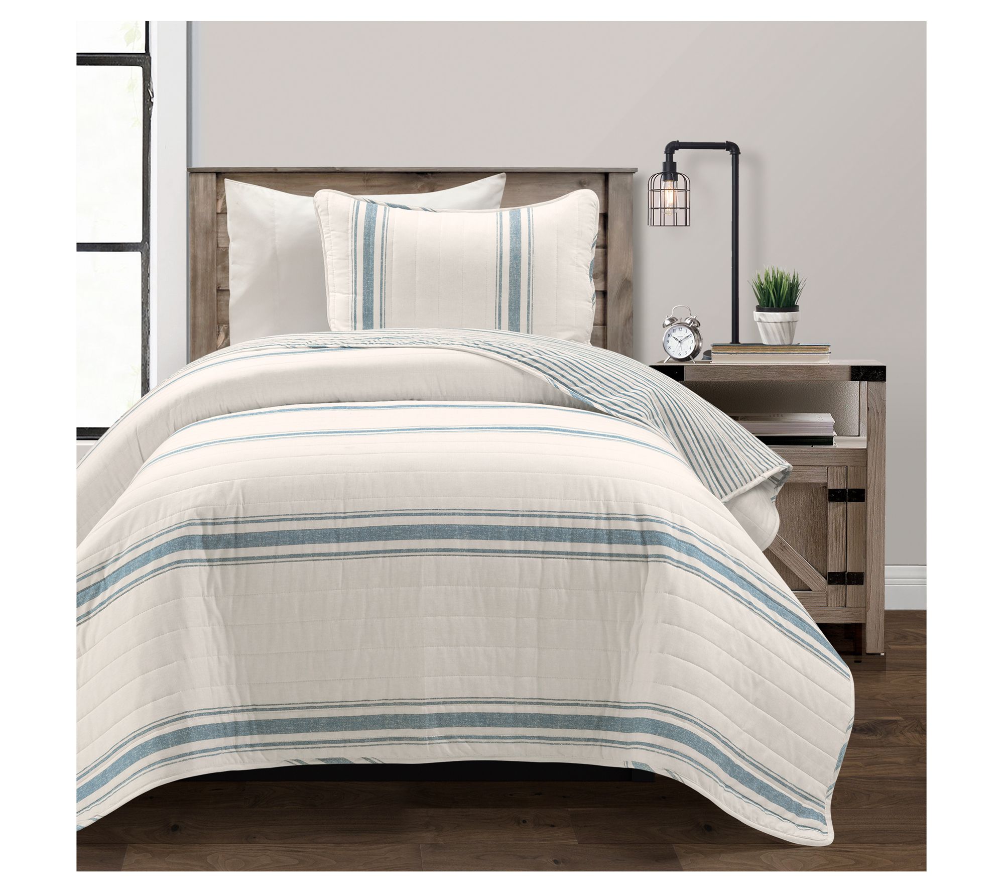 Farmhouse Stripe Cotton 2-Piece Twin/TXL by Lush Decor