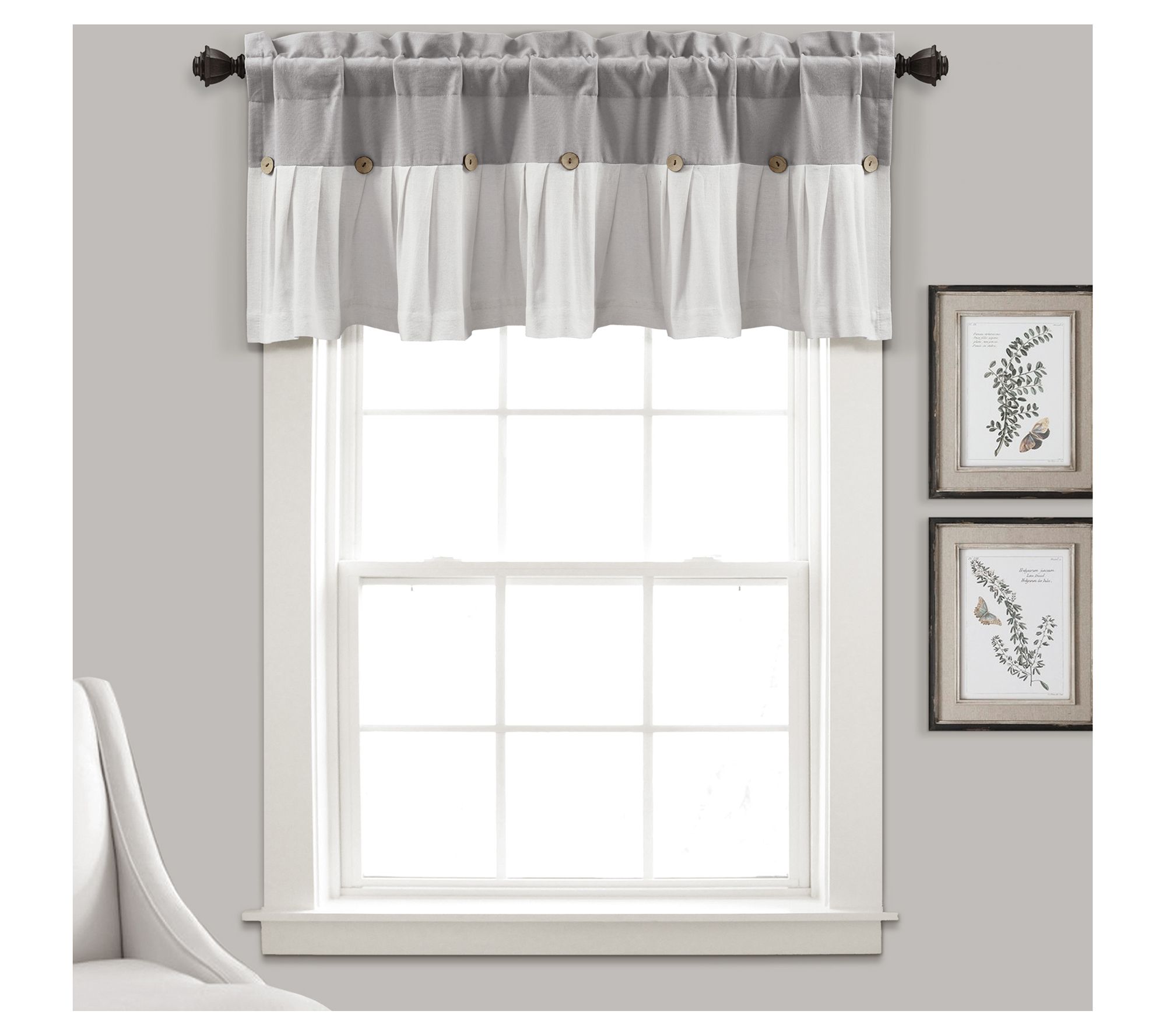 Linen Button Valance Single 84" x 18" + 2" by Lush Decor