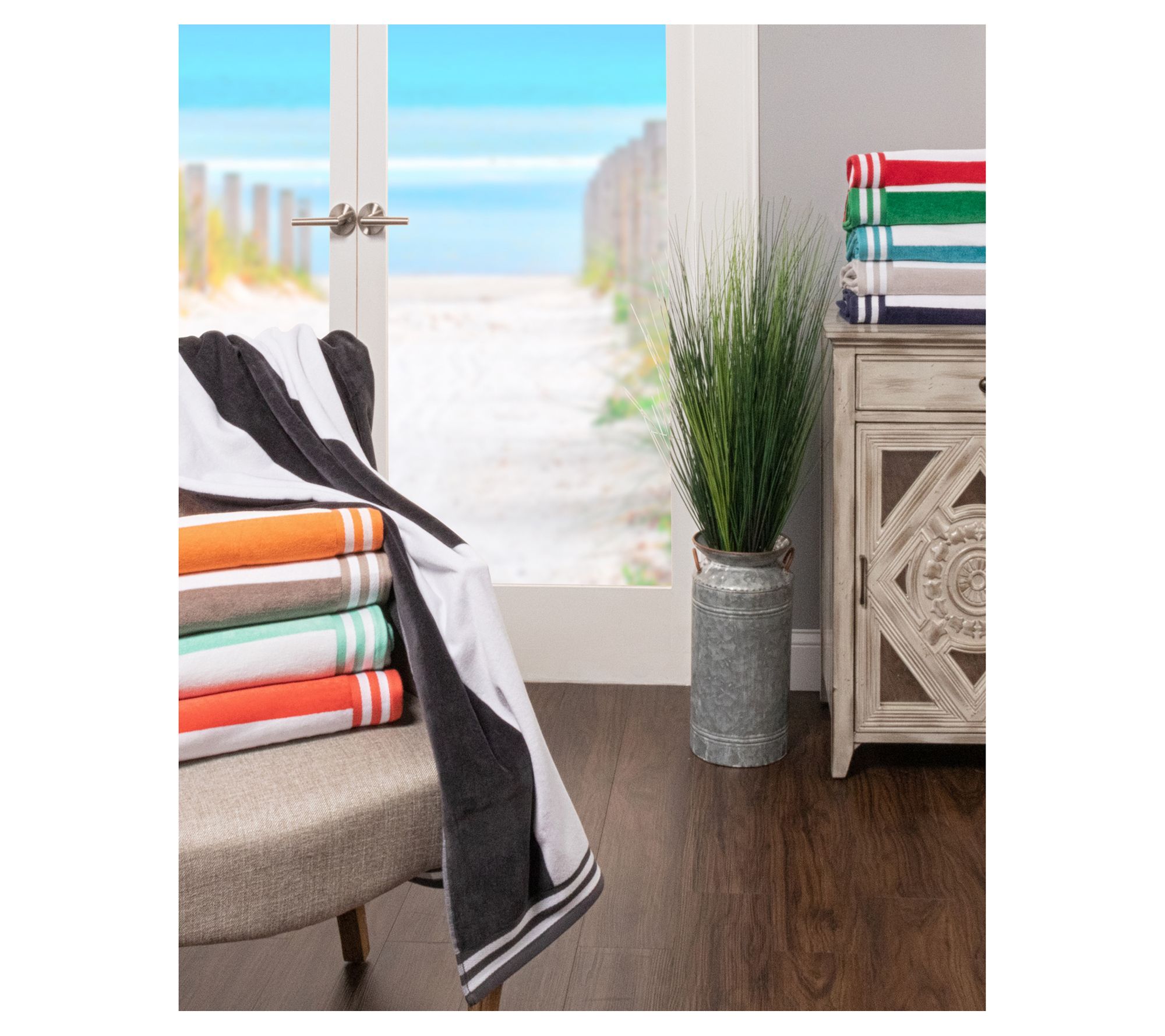 100% Cotton Fouta Beach Towel, Meera Stripes