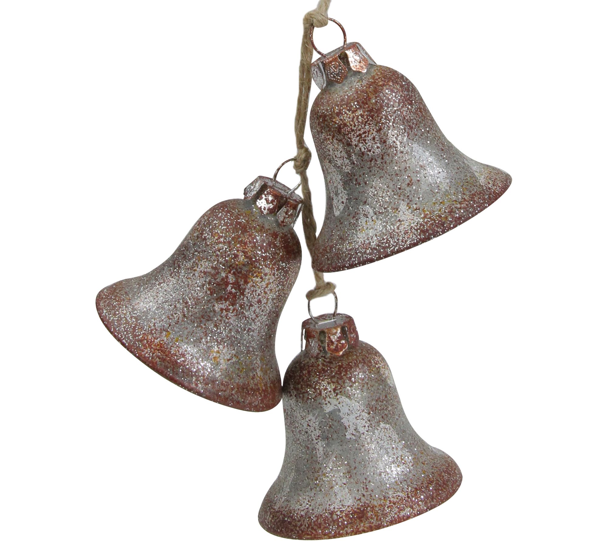 Northlight 5" Silver & Brown String of Bells Glass Ornament