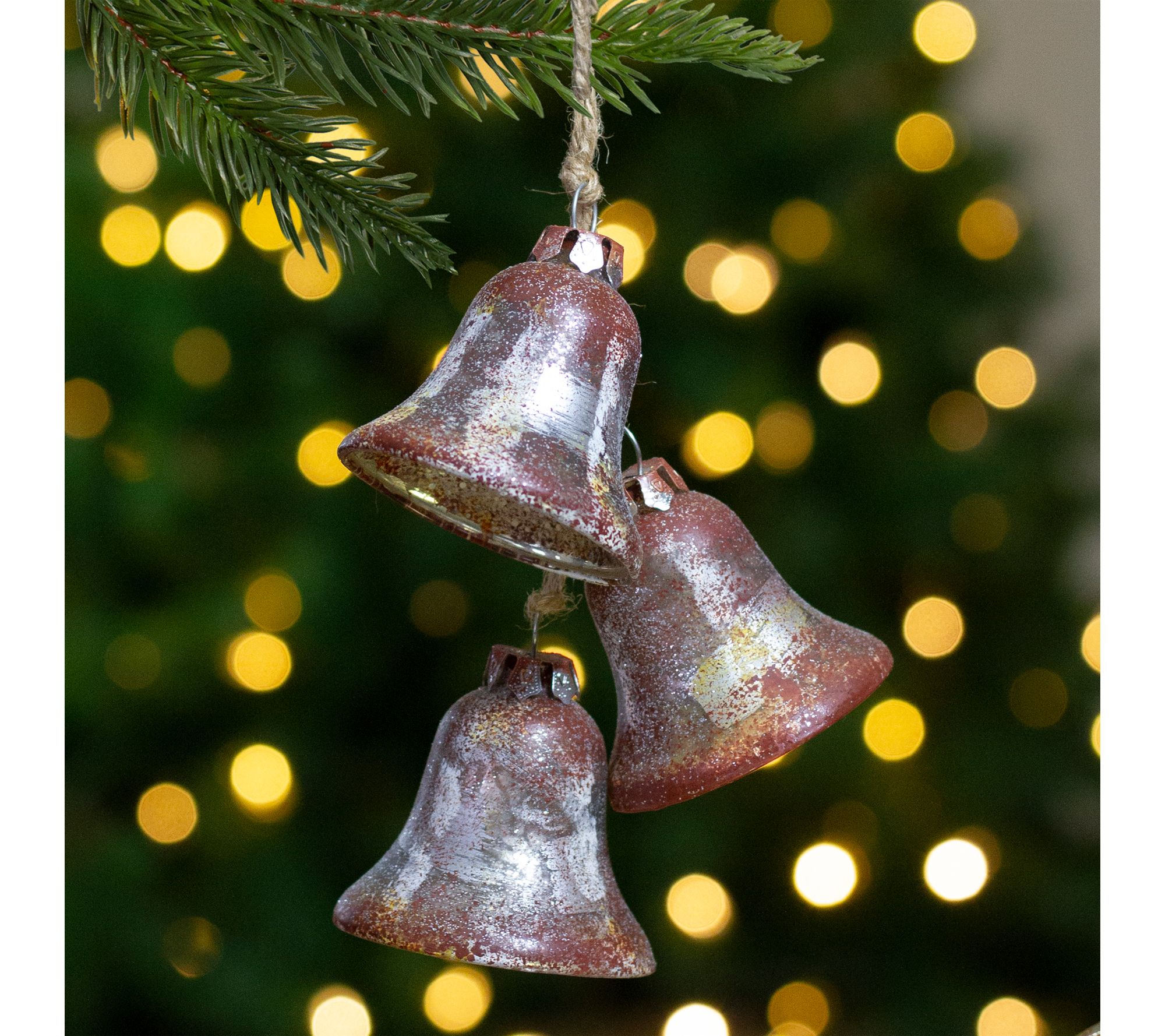 Northlight 5" Silver & Brown String of Bells Glass Ornament