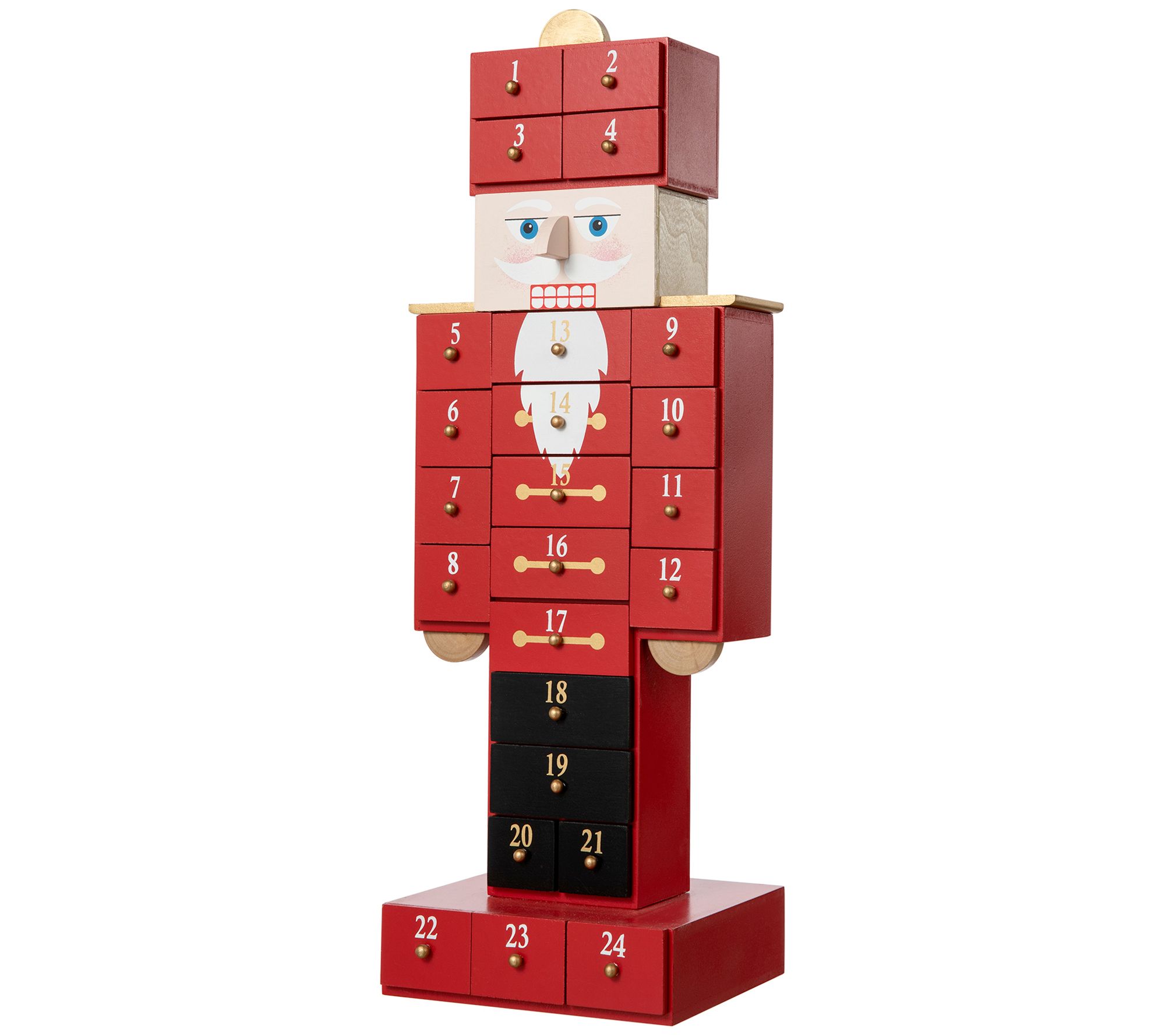 Glitzhome 17.25"H Christmas Nutcracker Countdown Calendar