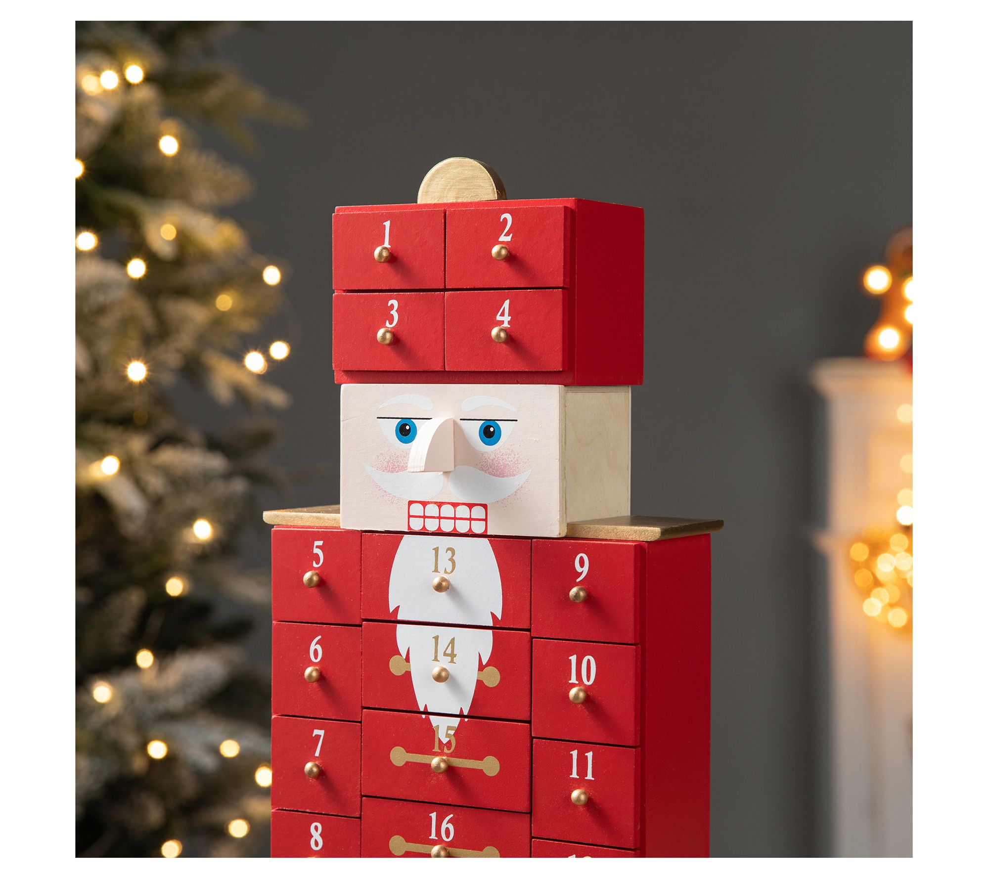 Glitzhome 17.25"H Christmas Nutcracker Countdown Calendar