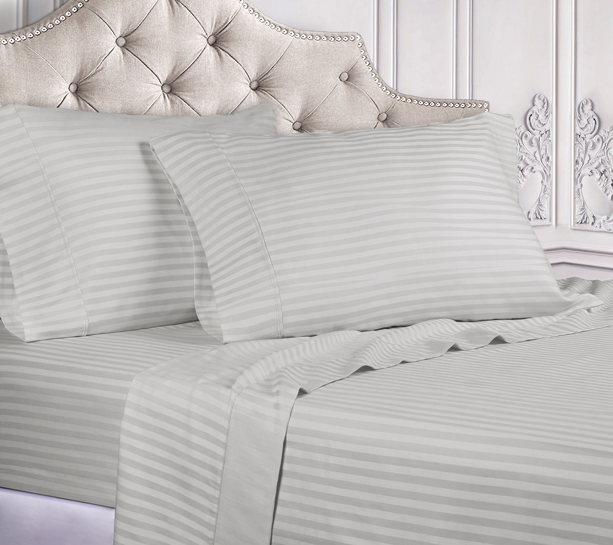 Superior 400TC Egyptian Cotton Stripe Duvet Set, King/Cal.KG