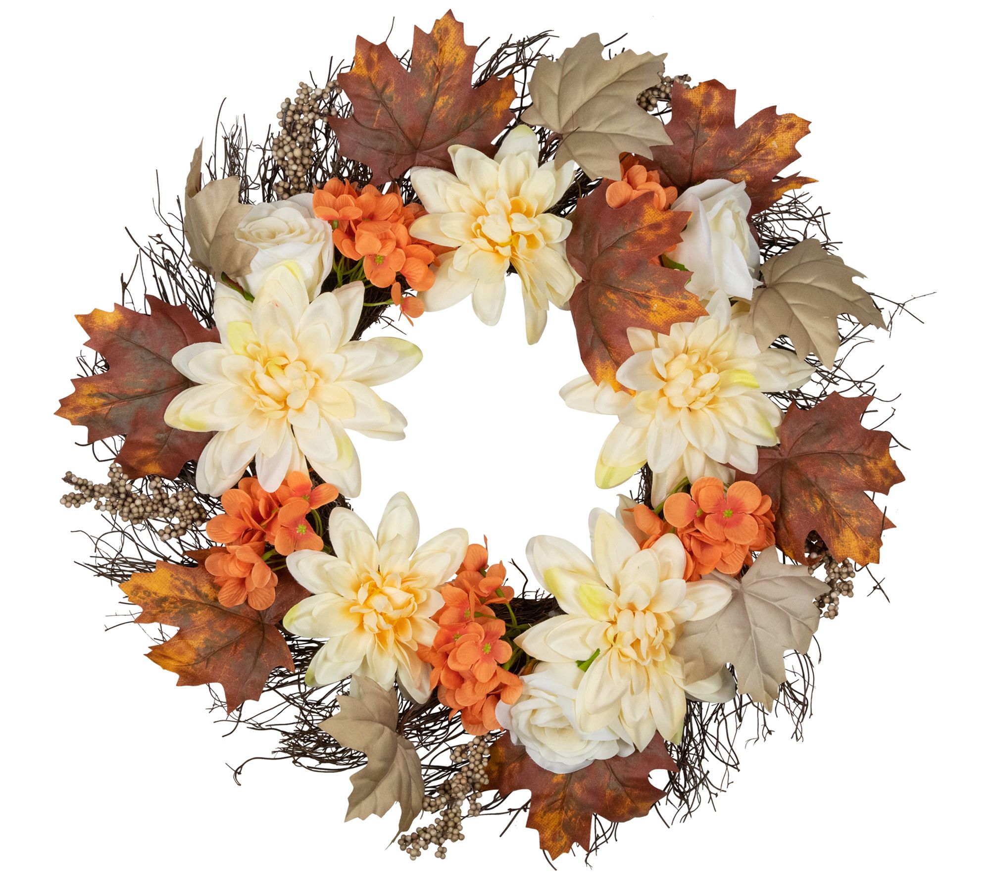 Northlight Orange & Cream Floral Fall Harvest Wreath
