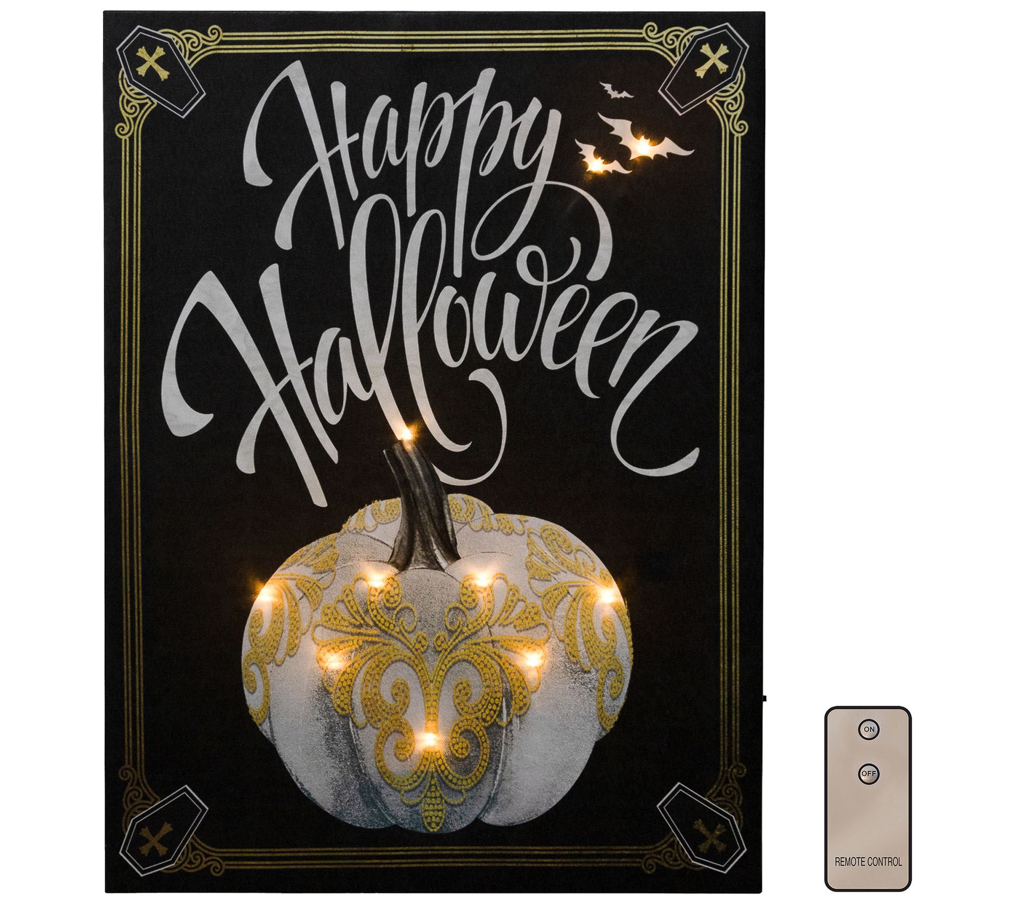 LumaBase B/O LED Wall Art w/ RC- Happy Hallowee n Pumpkin