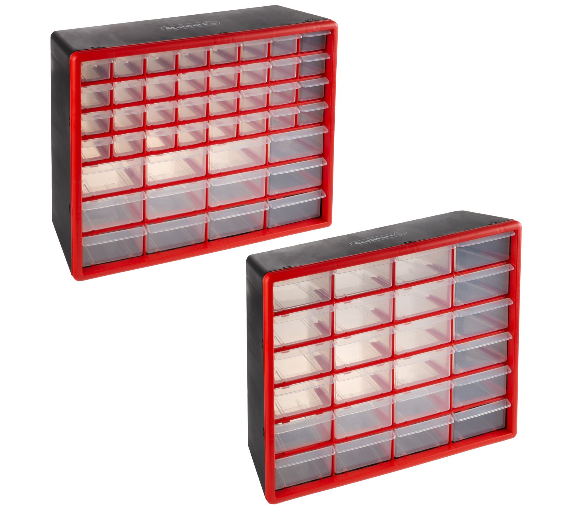 Stalwart S/2 Storage Bins w/Drawers - Pair of 44 & 24 Drawers