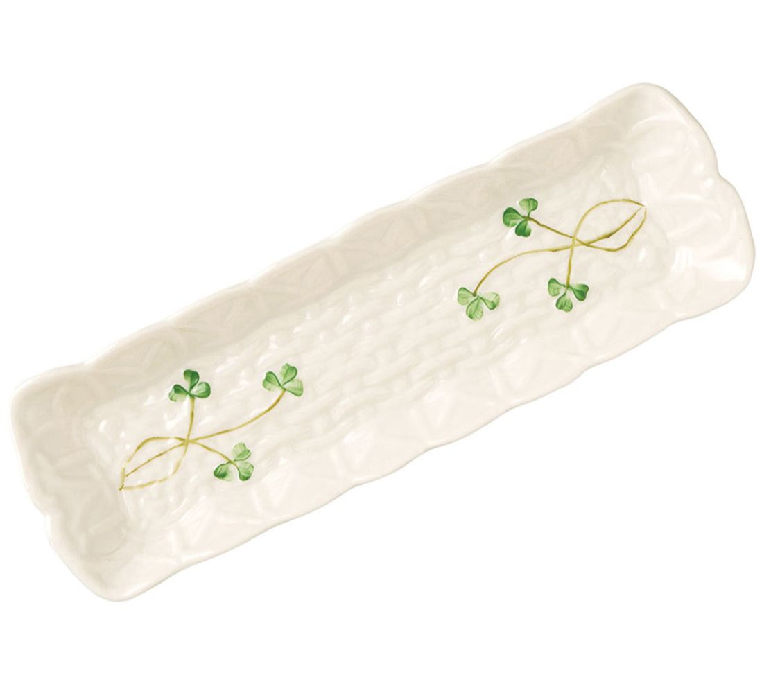 Belleek Pottery Rectangular Shamrock Tray