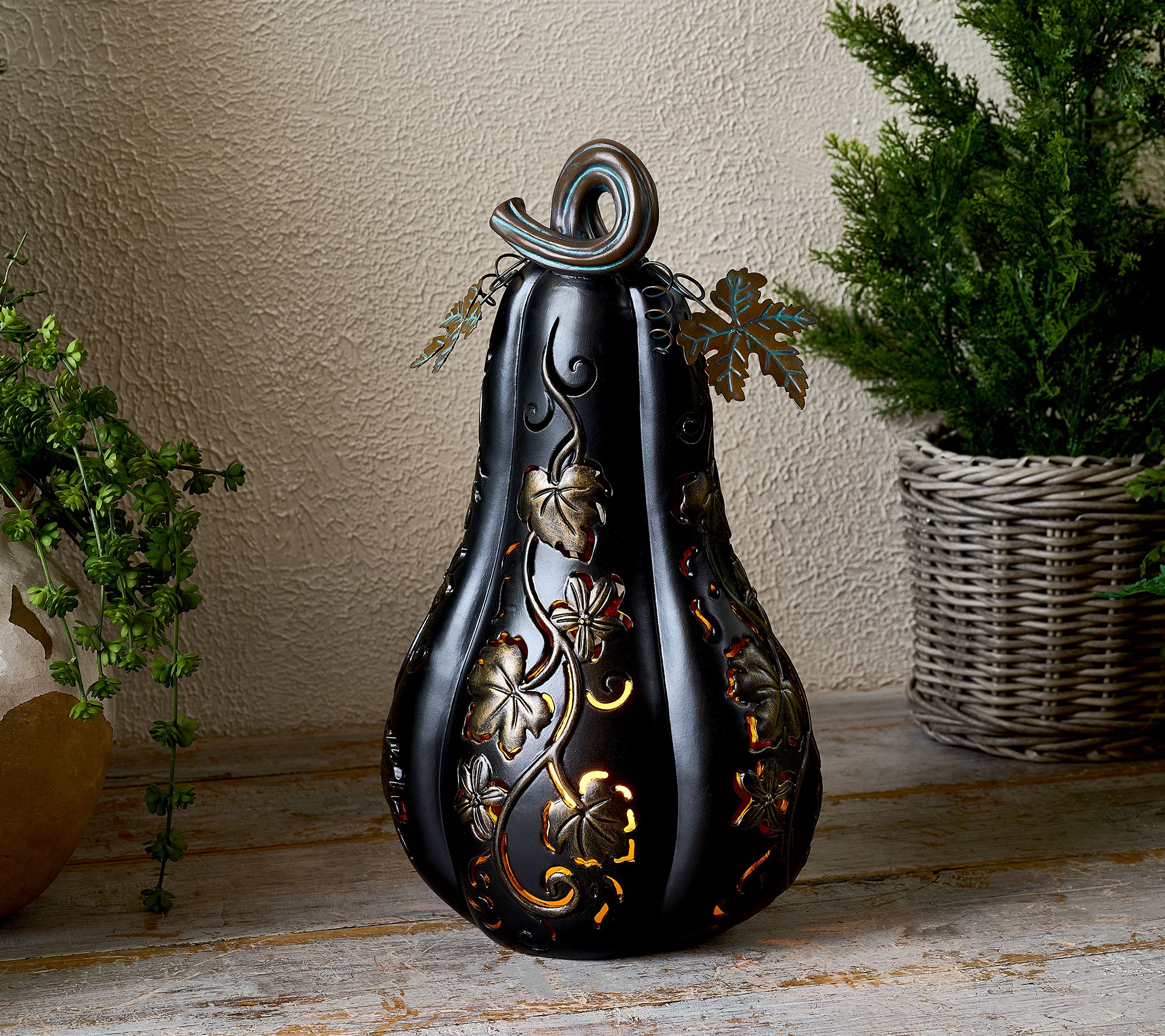 Indoor/Outdoor 19" Illuminated Oversized Gourd by Valerie
