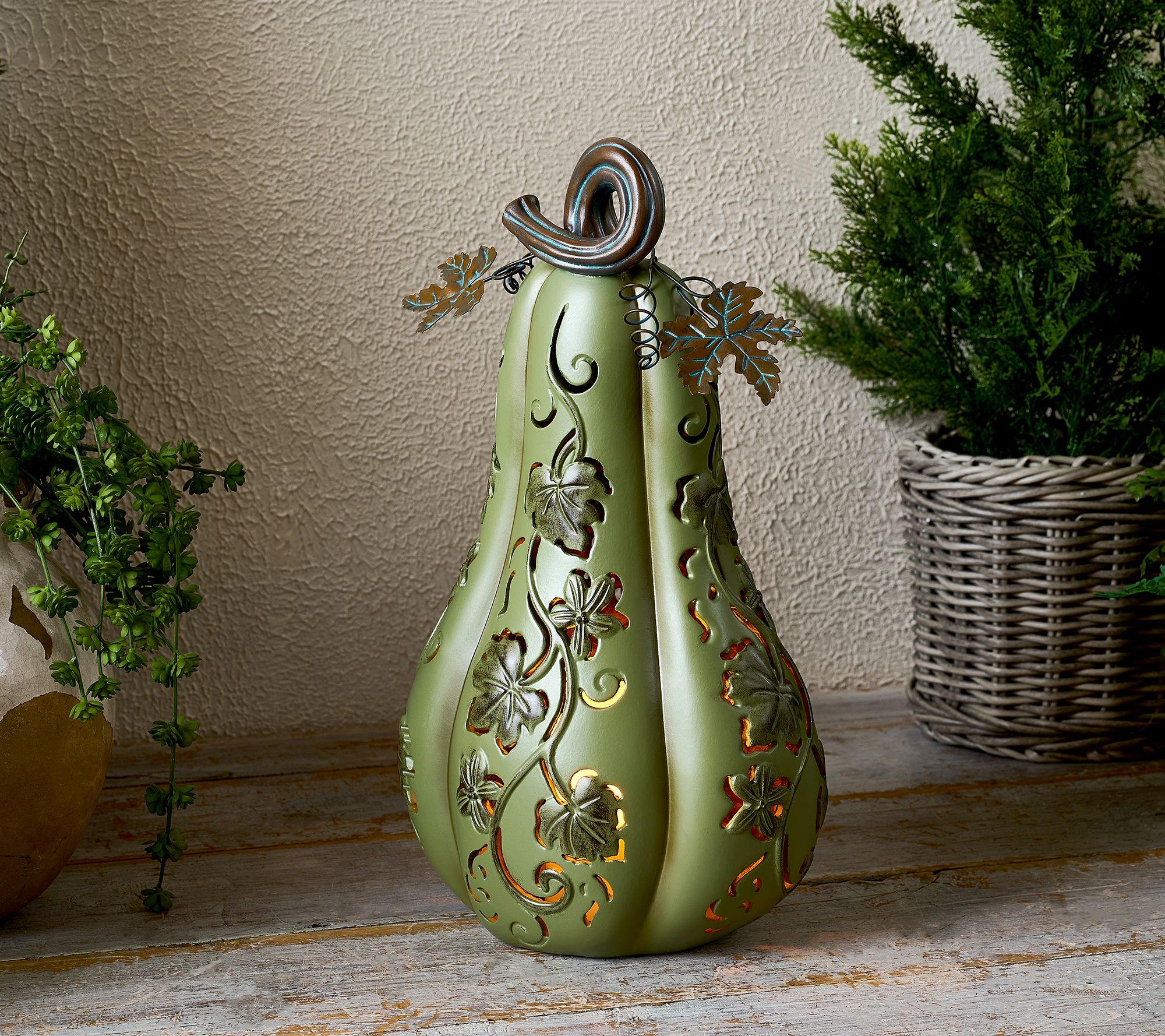 Indoor/Outdoor 19" Illuminated Oversized Gourd by Valerie