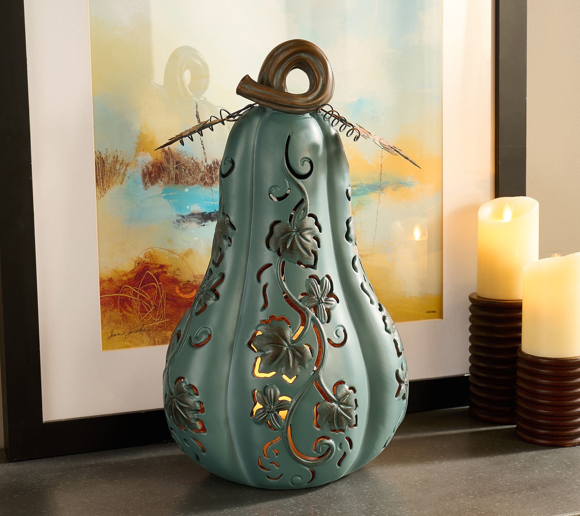 Indoor/Outdoor 19" Illuminated Oversized Gourd by Valerie