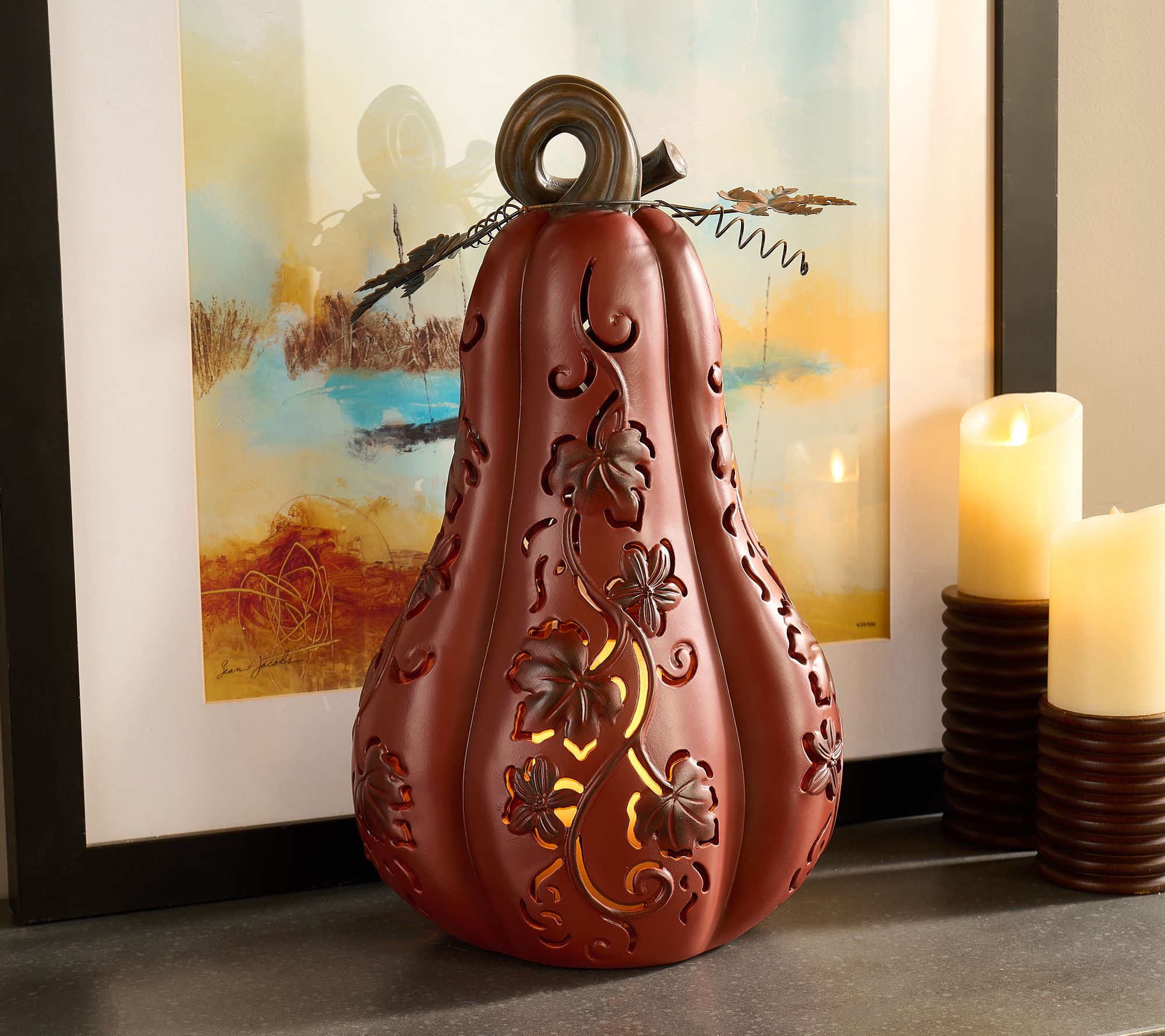 Indoor/Outdoor 19" Illuminated Oversized Gourd by Valerie