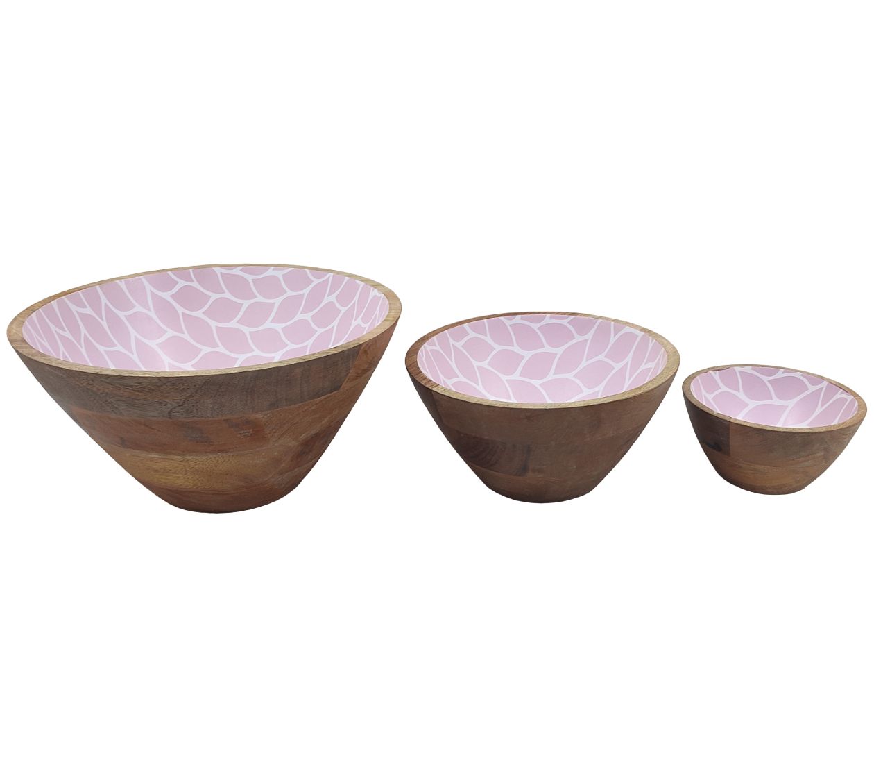 "As Is" Temp-tations Carved Willow Set of (3) Mango Wood Bowl