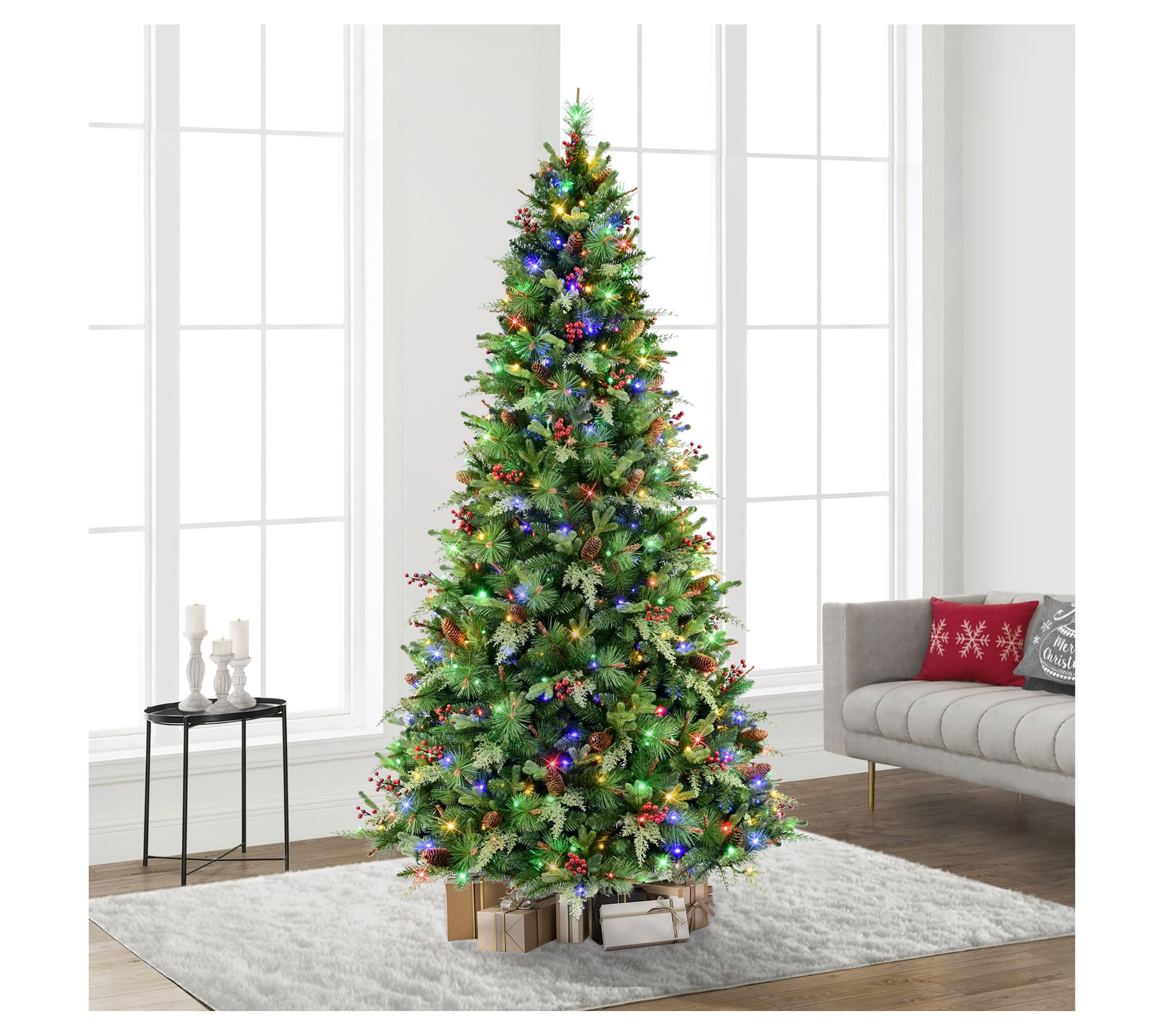 Puleo 7.5ft Pre -Lit Albany Spr uce Artificial Christmas Tree