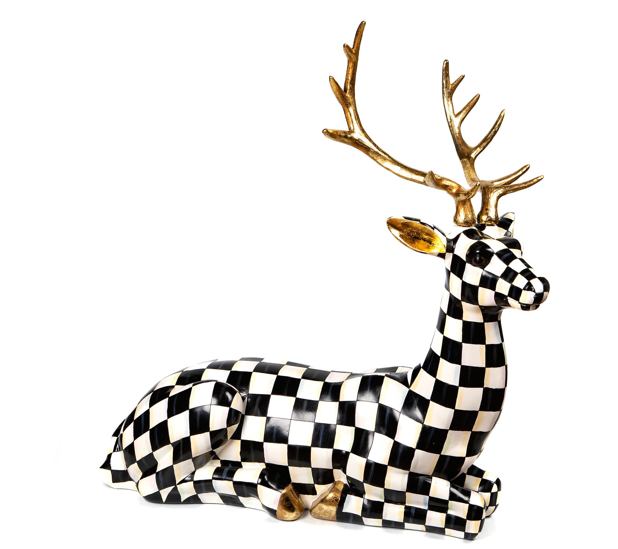 MacKenzie-Childs Courtly Check Outdoor Resting Deer