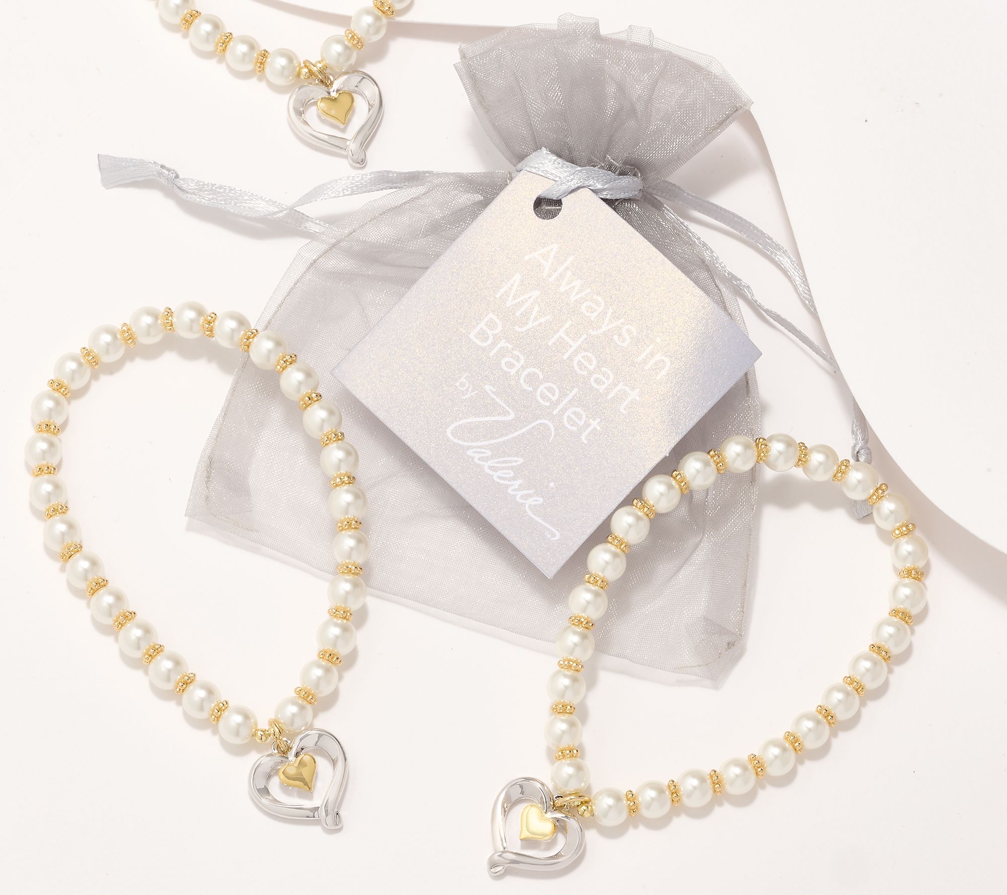 "As Is" Always in My Heart 3-Piece Pearl Bracelet by Valerie