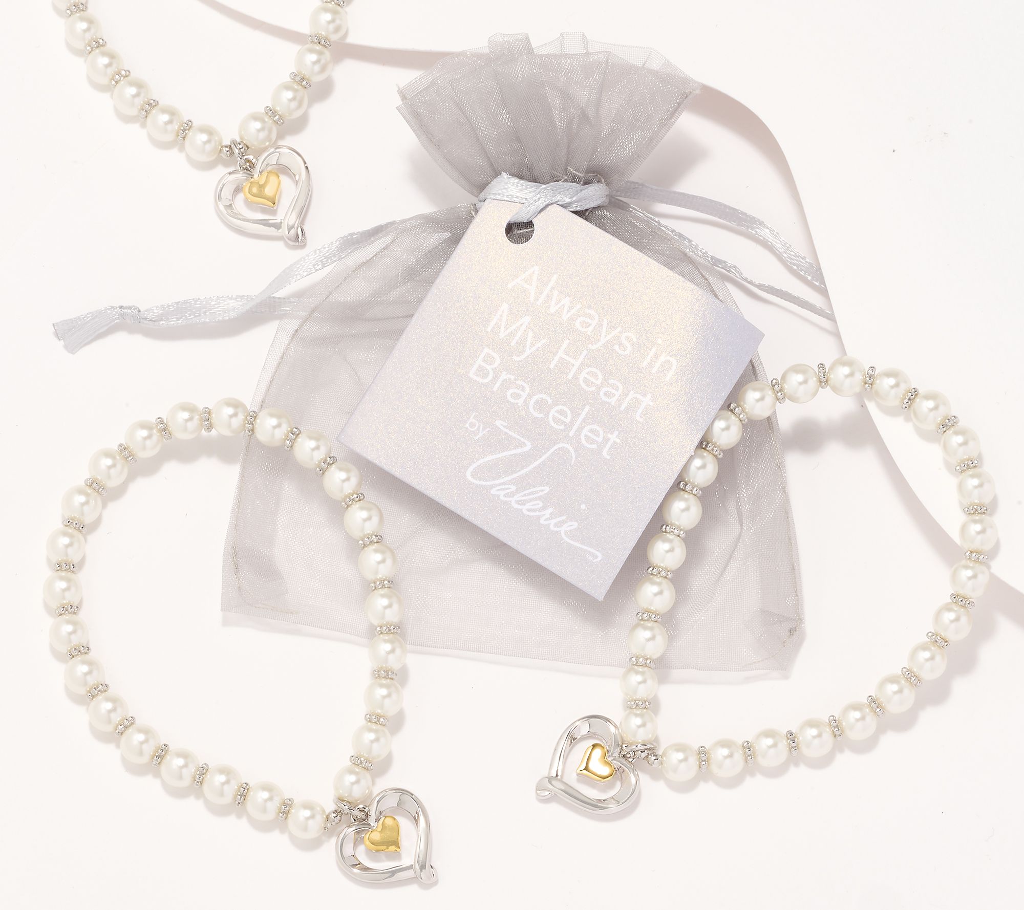 "As Is" Always in My Heart 3-Piece Pearl Bracelet by Valerie