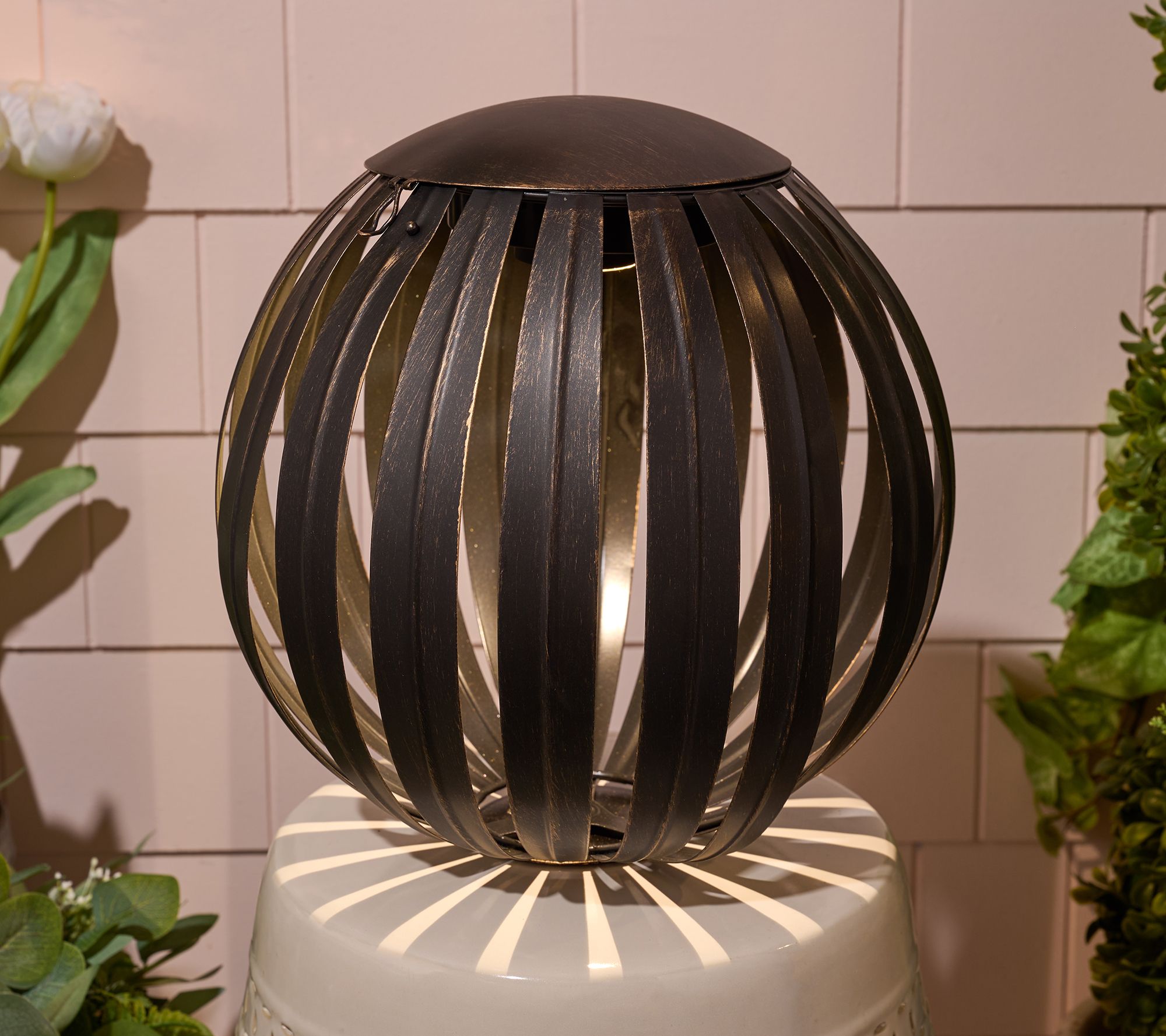 11" Illuminated Indoor/Outdoor Metal Sphere by Kim Gravel