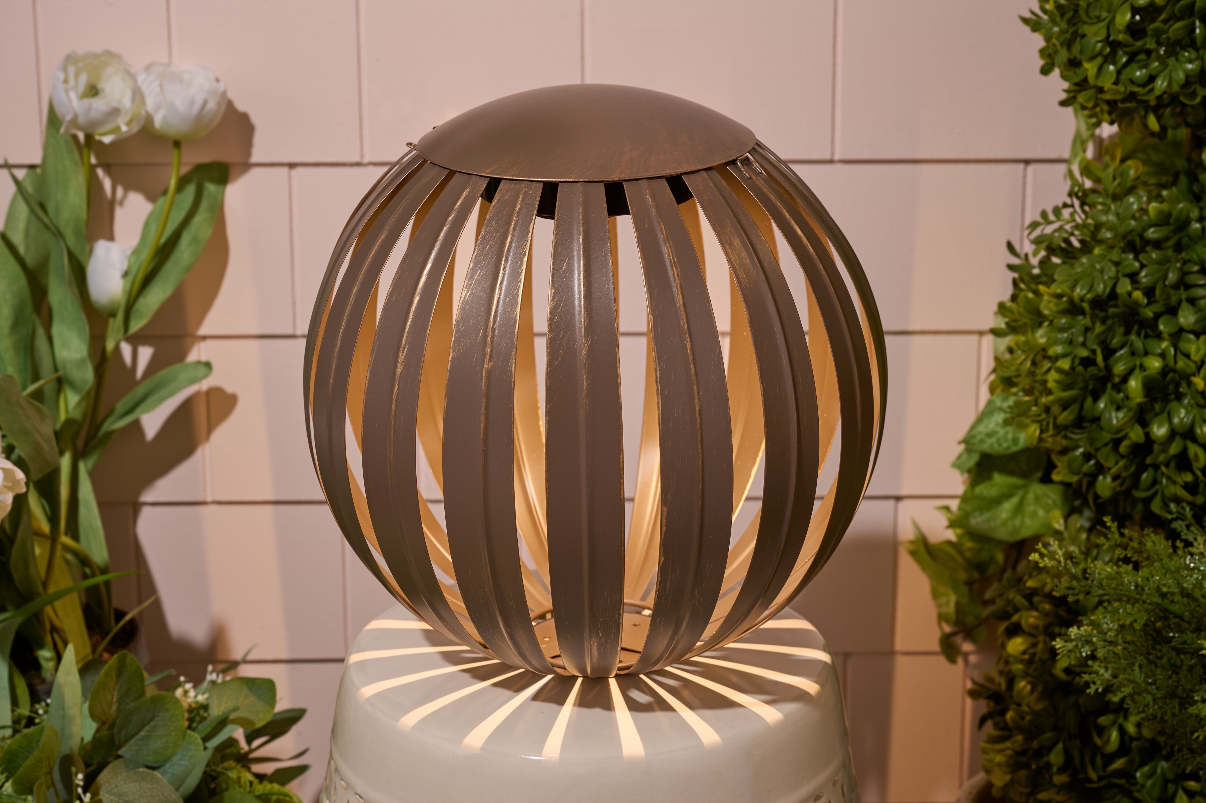 11" Illuminated Indoor/Outdoor Metal Sphere by Kim Gravel