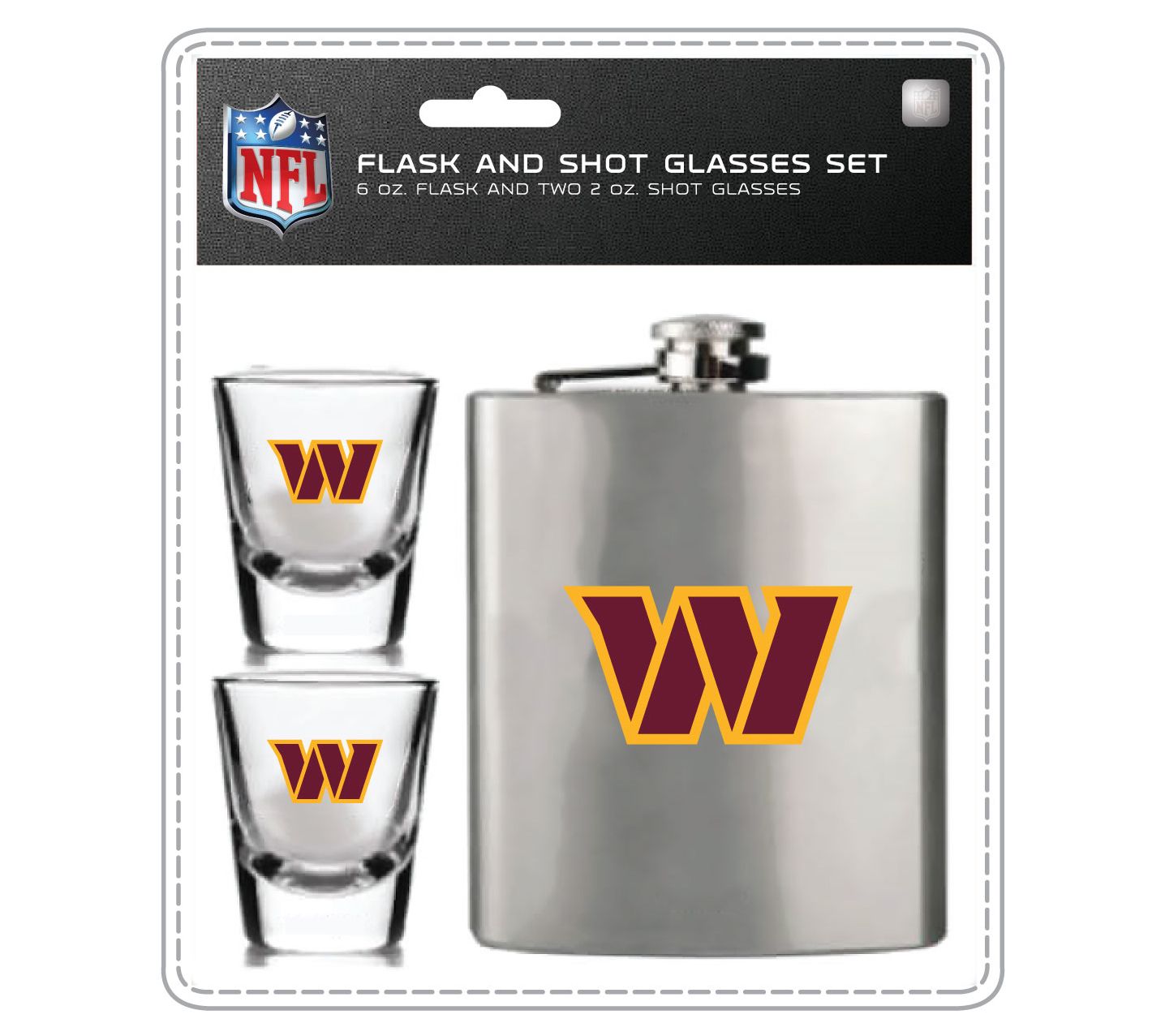 Mojo Licensing NFL Flask Set - 1 Flask and 2 Sht Glasses
