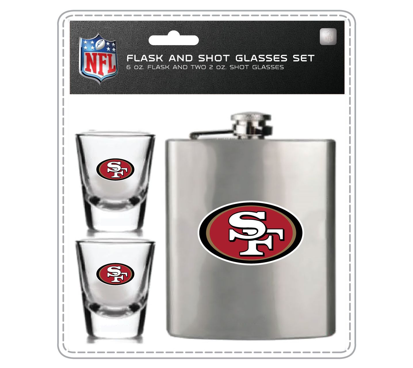 Mojo Licensing NFL Flask Set - 1 Flask and 2 Shot Glasses