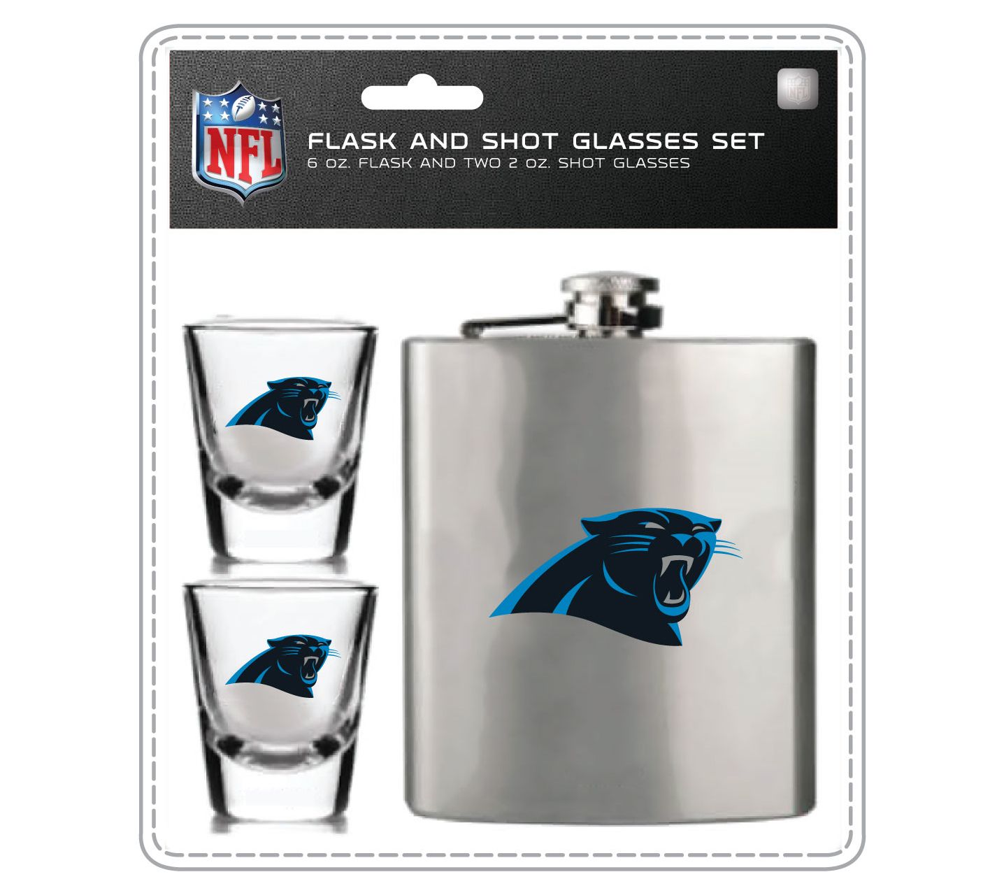 Mojo Licensing NFL Flask Set - 1 Flask and 2 Shot Glasses