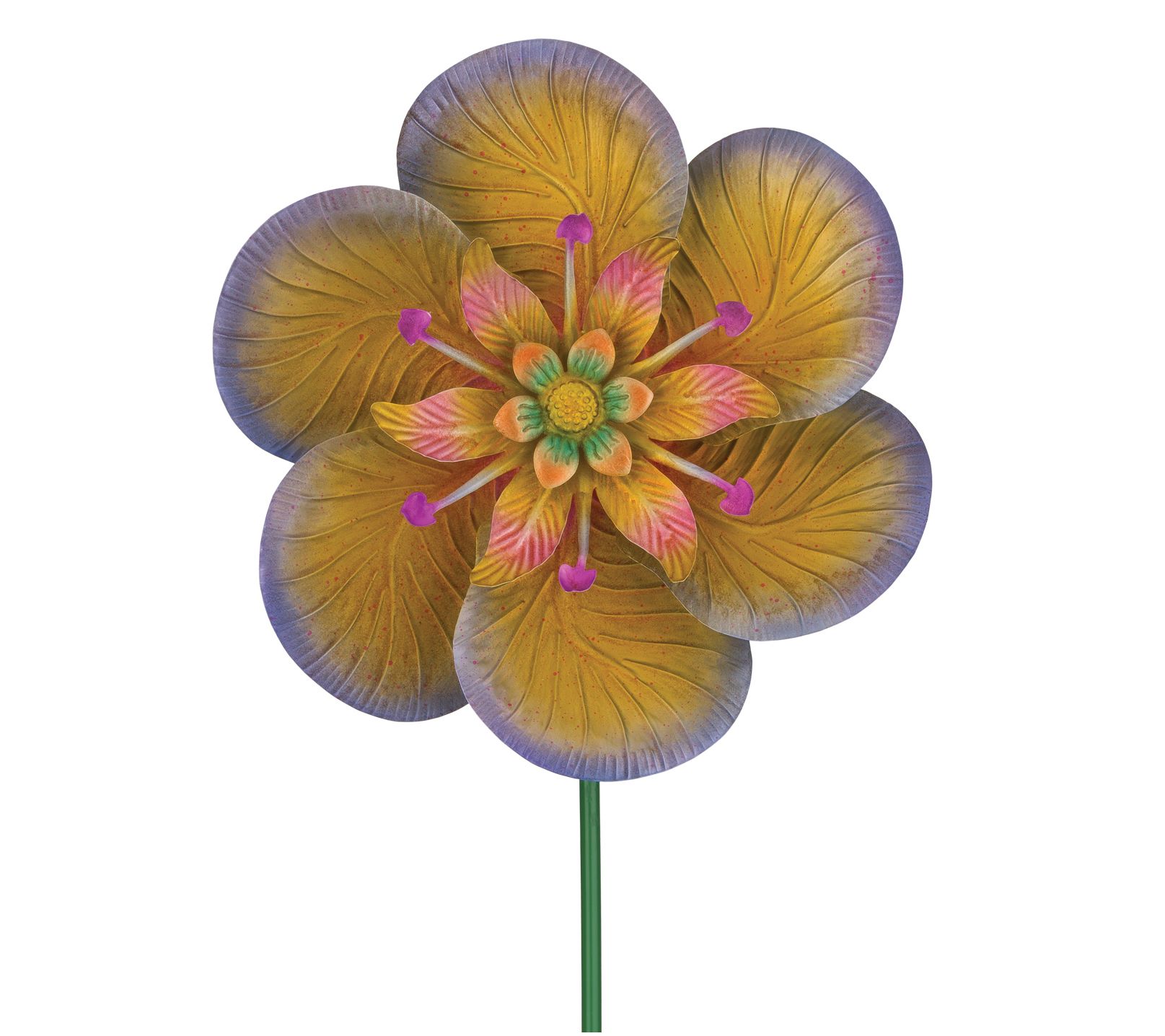 Regal Art & Gift Textured Flower Spinner Stake- Purple